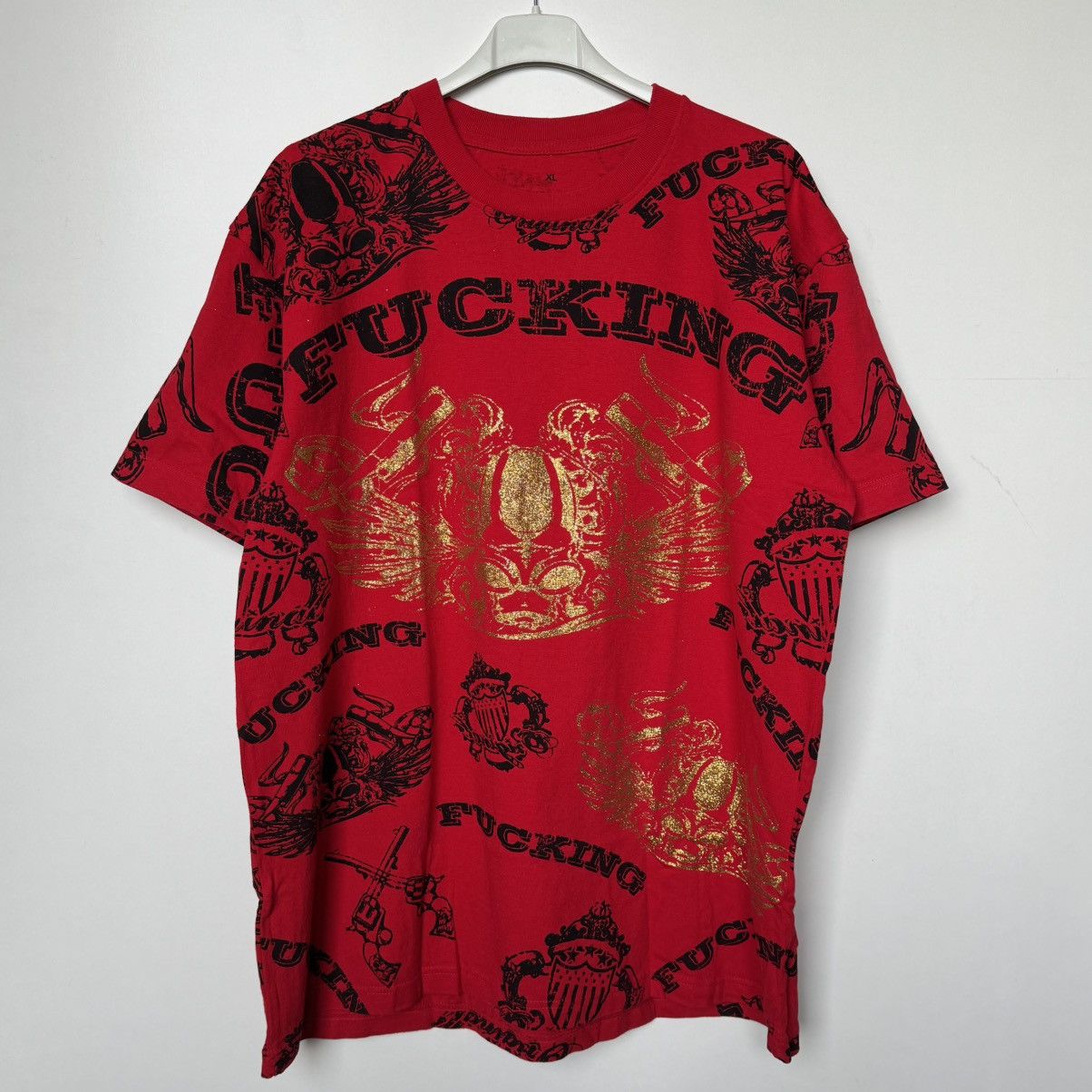 Affliction × Japanese Brand FU$KING Affliction Type Red T-shirt XL Fubu Rap Hip-hop Size US XL / EU 56 / 4 - 11 Thumbnail