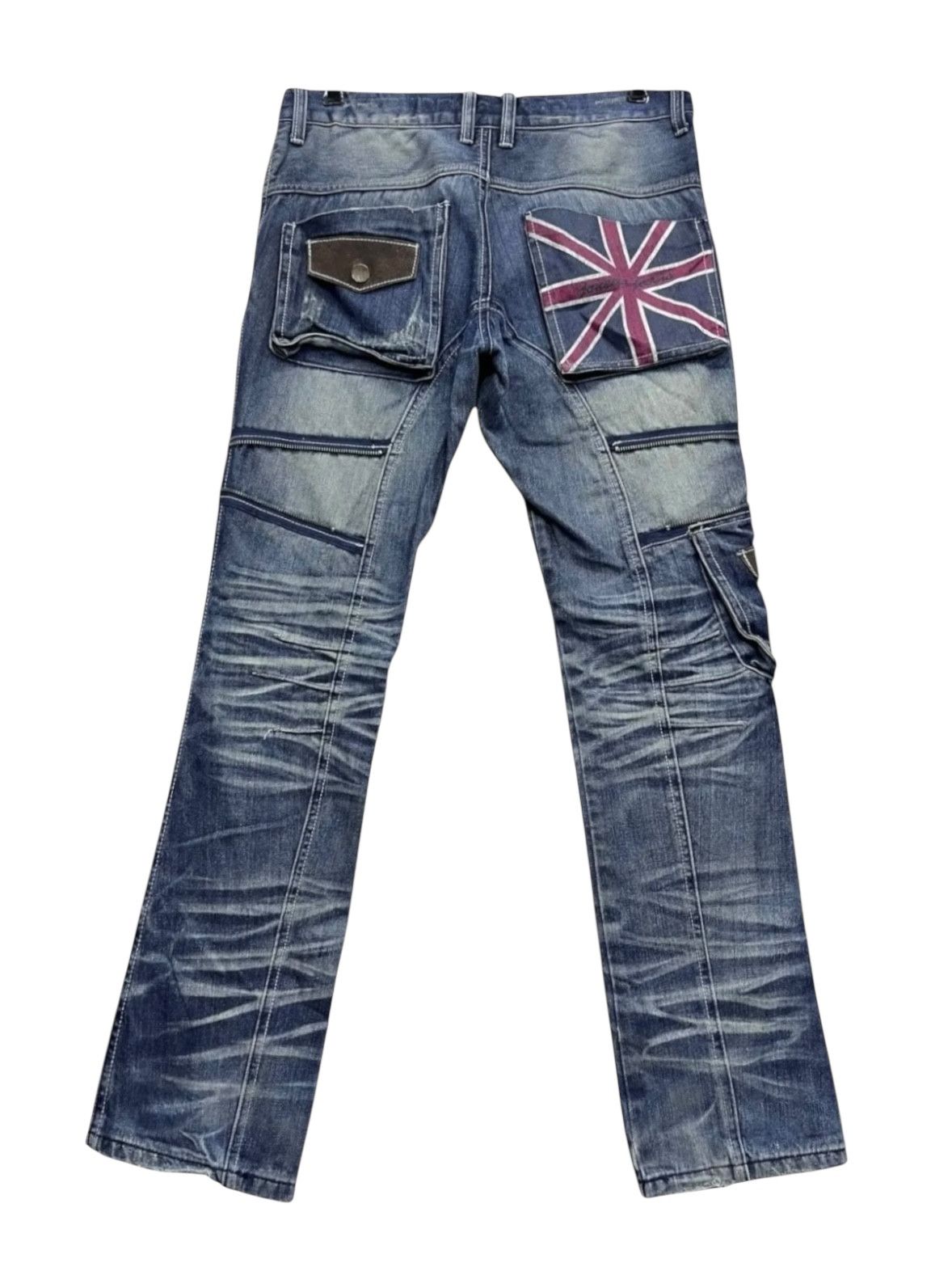 Japanese Brand FYE🔥Vintage Punk Grunge Union Jack Mudwash Clawmark Denim Size US 31 - 4 Thumbnail