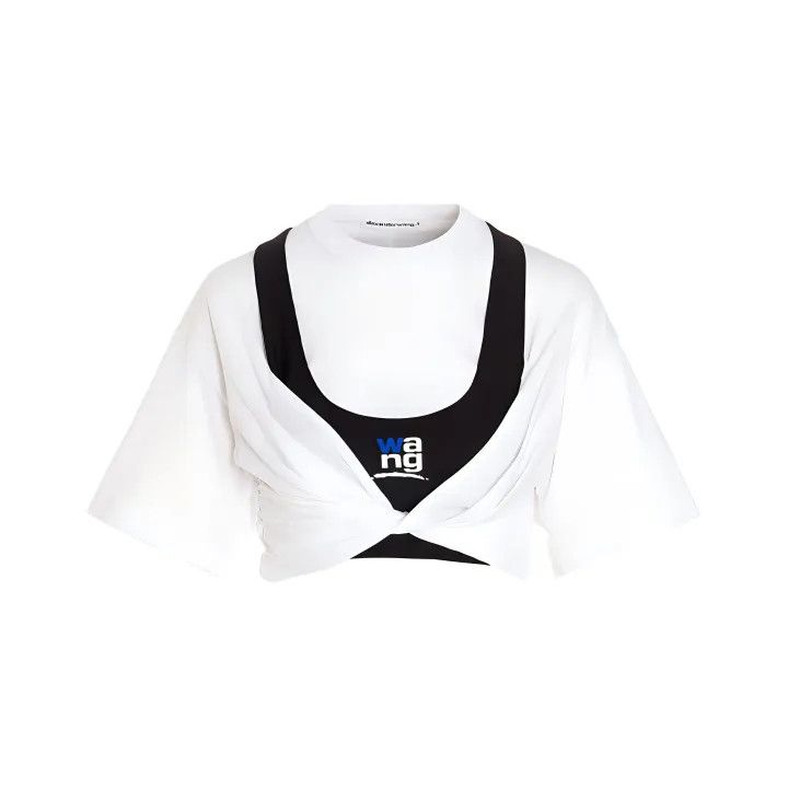 Alexander Wang Alexander Wang SS21 Cropped Twist Letter Tee 0079 Size L / US 10 / IT 46 - 1 Thumbnail