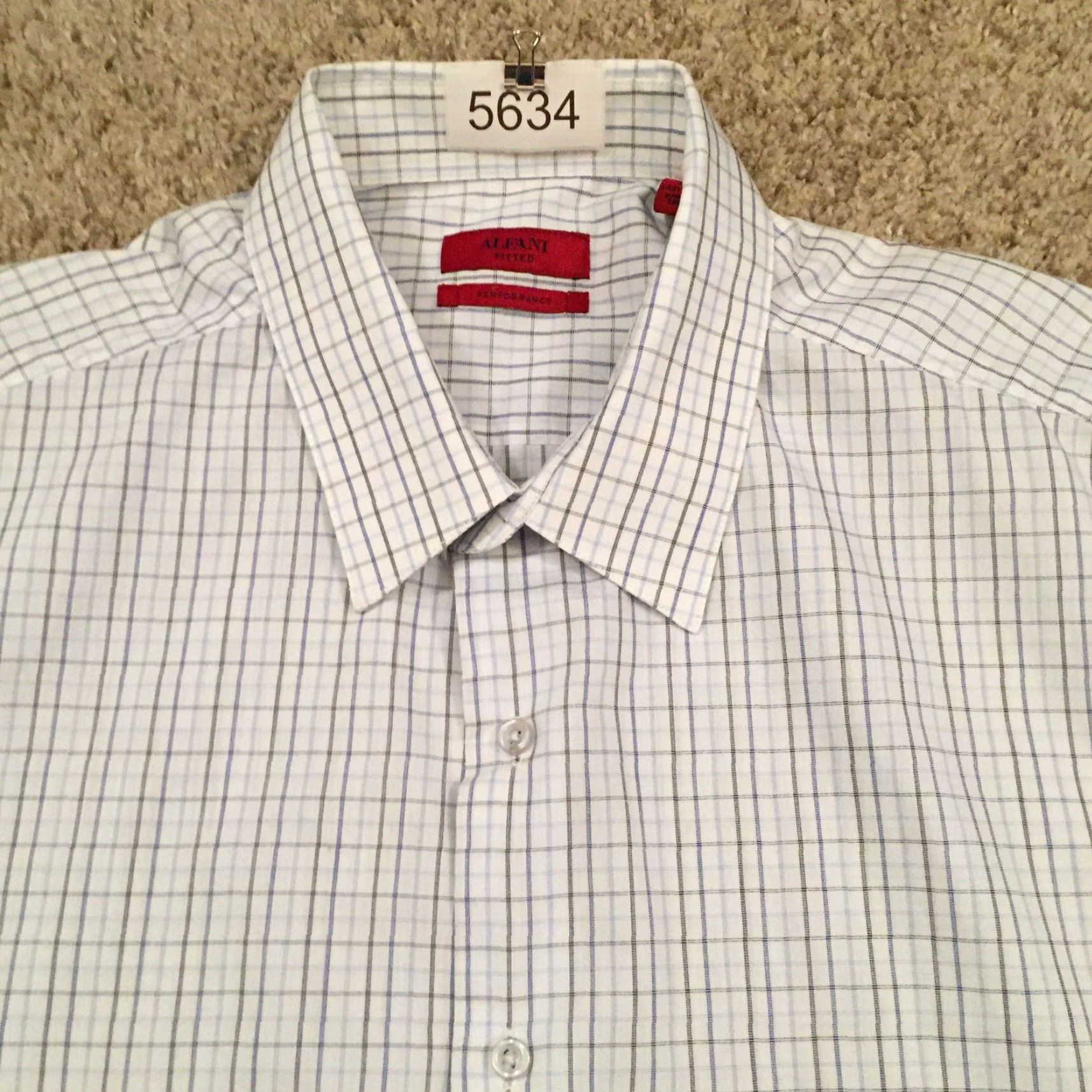 Alfani Alfani Shirt Mens XL Blue Plaid Long Sleeve Button-Up Shirt Size US XL / EU 56 / 4 - 3 Thumbnail