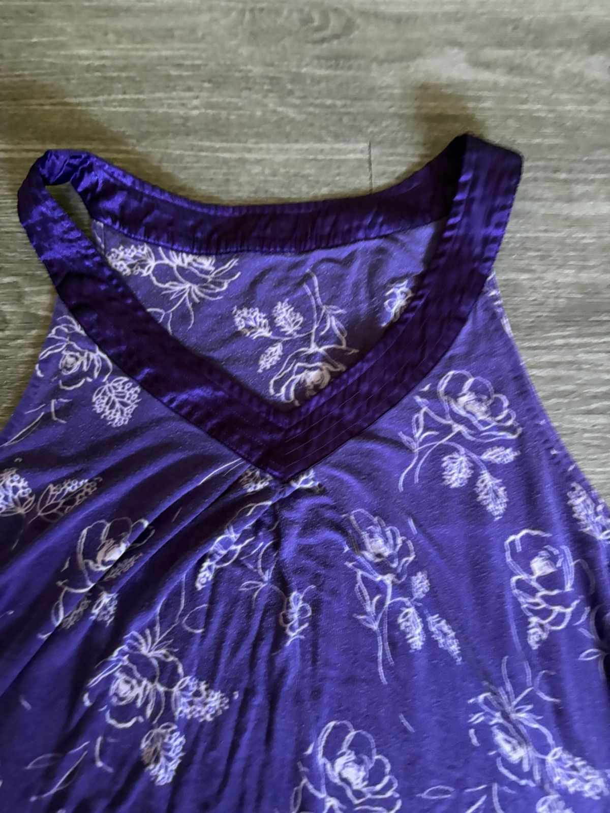 Other Beautiful Women's Purple White Floral V Neck Tankdress Size L / US 10 / IT 46 - 5 Thumbnail