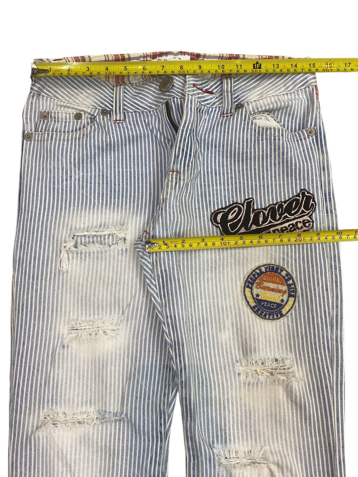 Other Japanese Brand Stripe Distressed Style Loose Jeans Size US 30 / EU 46 - 5 Thumbnail