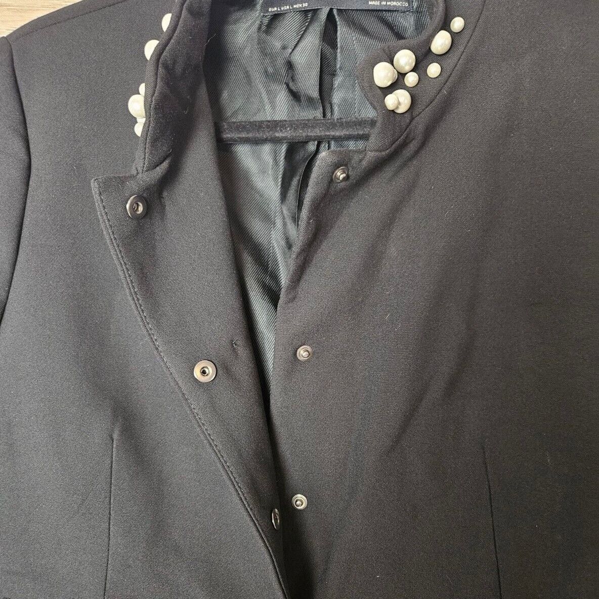 Zara Zara Pearl Embellished Black Coat Womens Large Size L / US 10 / IT 46 - 6 Thumbnail