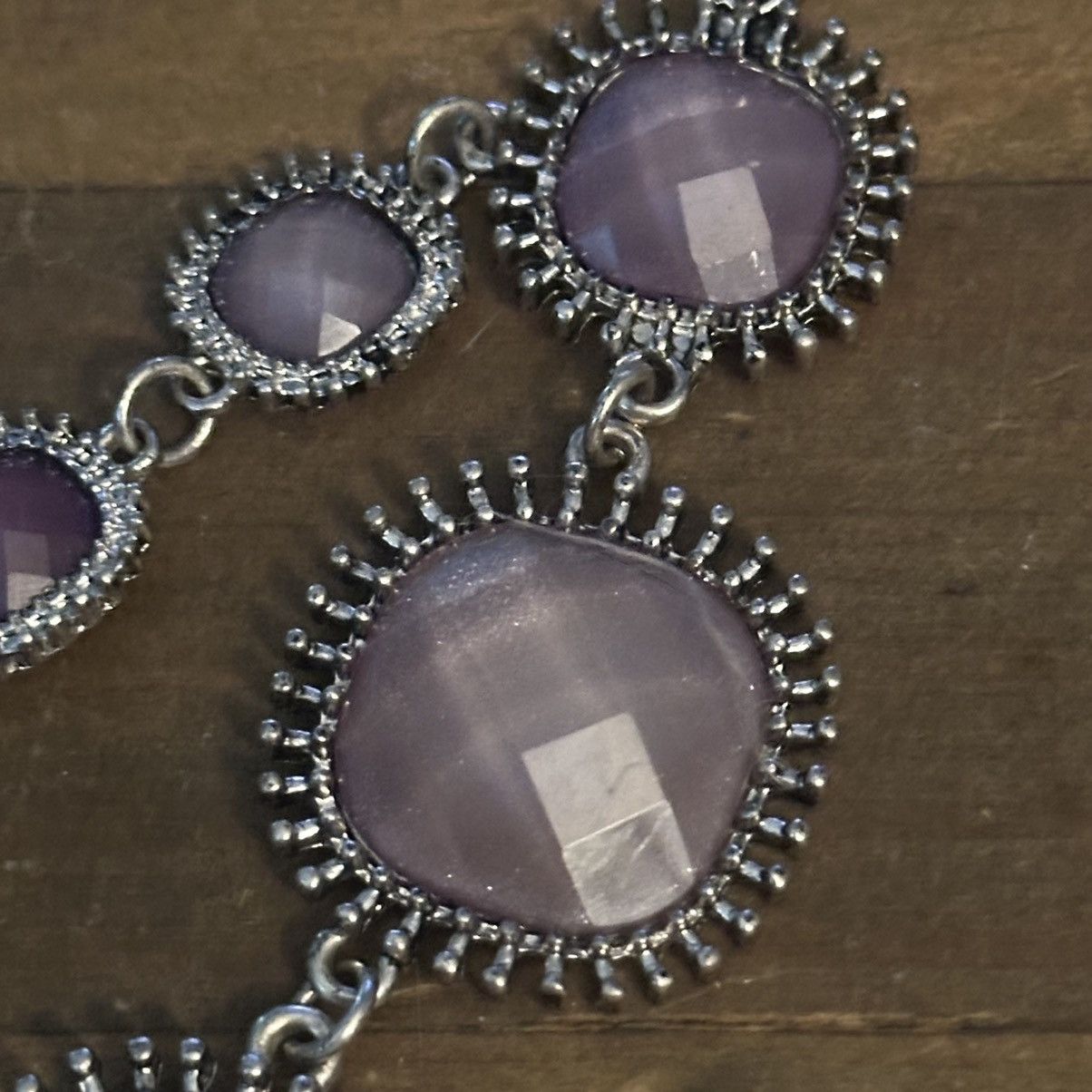 Other Silver tone purple gemstone layered statement necklace Size ONE SIZE - 4 Thumbnail