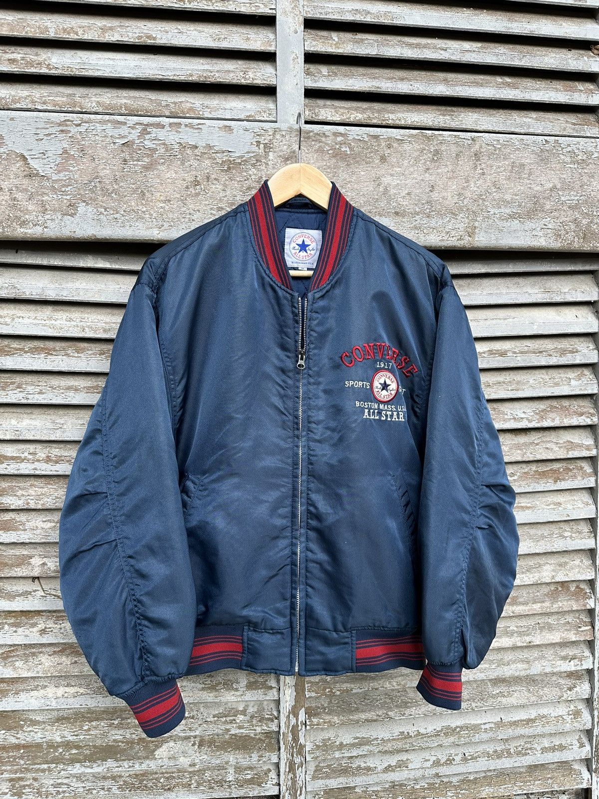 Converse 👹Vintage Converse Boston Mass Embroidery Logo Bomber Jacket Size US M / EU 48-50 / 2 - 7 Thumbnail