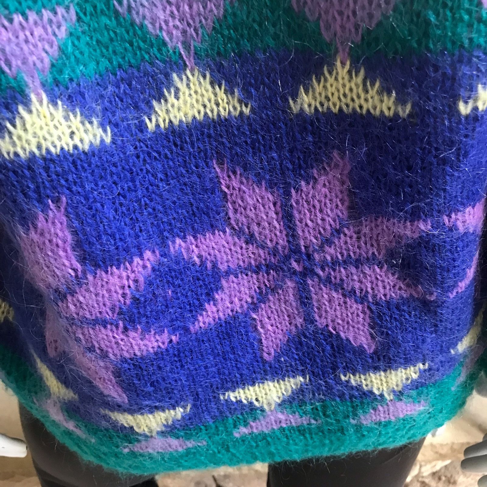 Vintage Vintage Gallagher Mohair Snowflake Green Purple Sweater Sz S Size S / US 4 / IT 40 - 4 Thumbnail