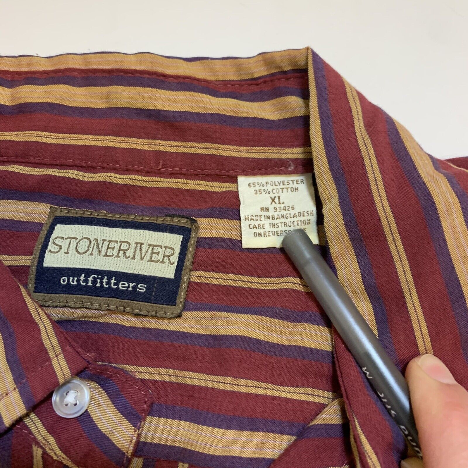 Vintage Stoneriver Outfitters Striped Pearl Snap Western Shirt Size US XL / EU 56 / 4 - 3 Thumbnail