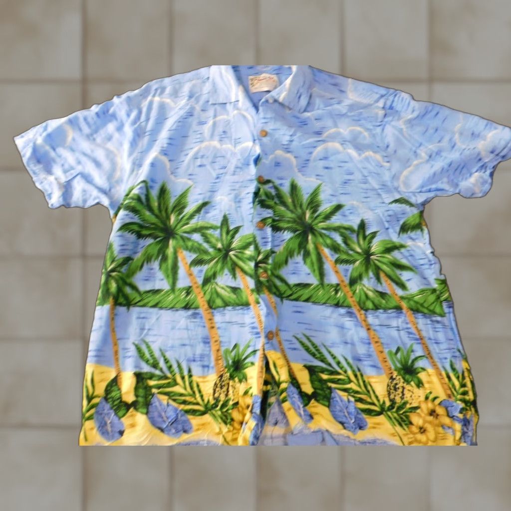 Vintage VINTAGE Thumbs Up Hawaiian Shirt Mens XL Blue Floral Button Up Size US XL / EU 56 / 4 - 1 Thumbnail