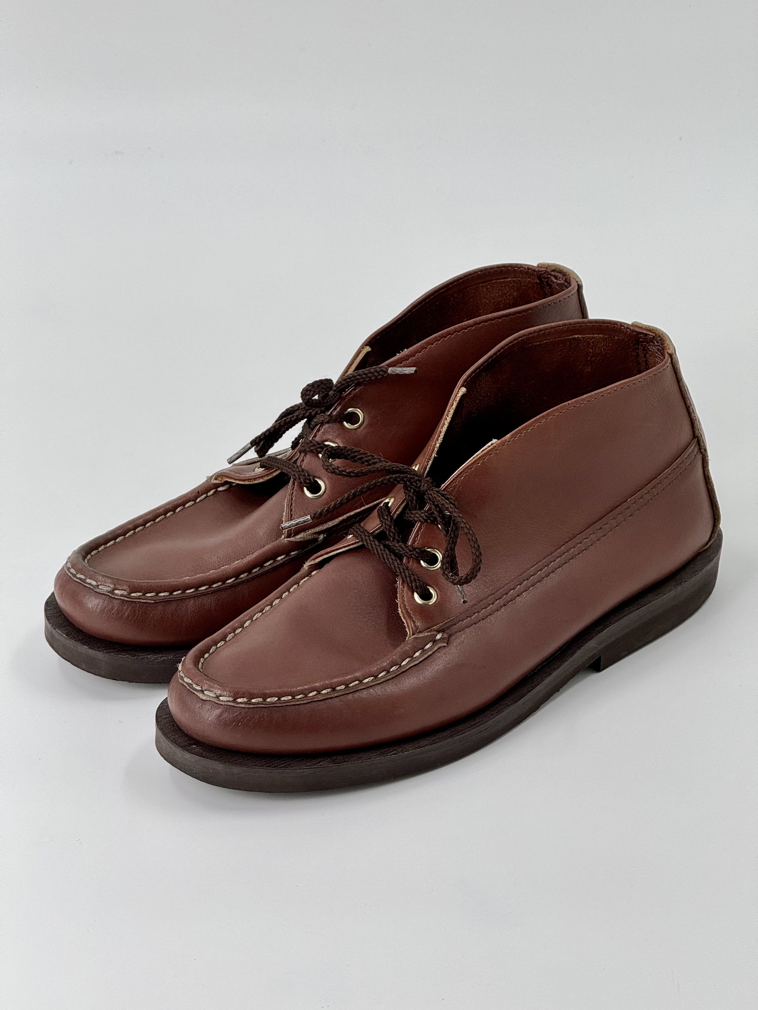 Made In USA x Russell Moccasin Co Russell Moccasin Chukka Brown Leather Boots Shoes 8 E, Men's