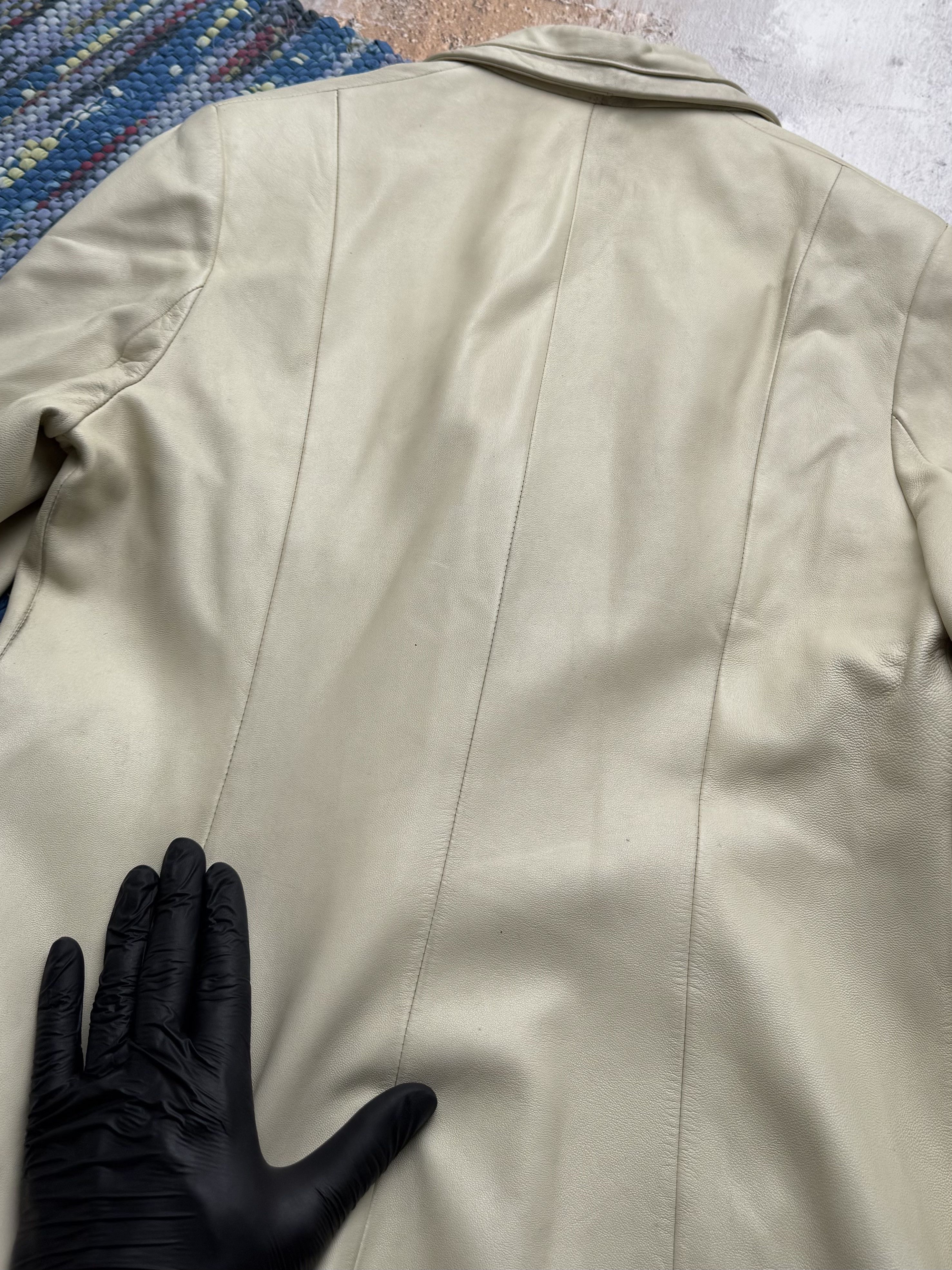 Vintage Vintage Genuine Cream Leather Jacket Tailored Smart Blazer Size L / US 10 / IT 46 - 14 Thumbnail