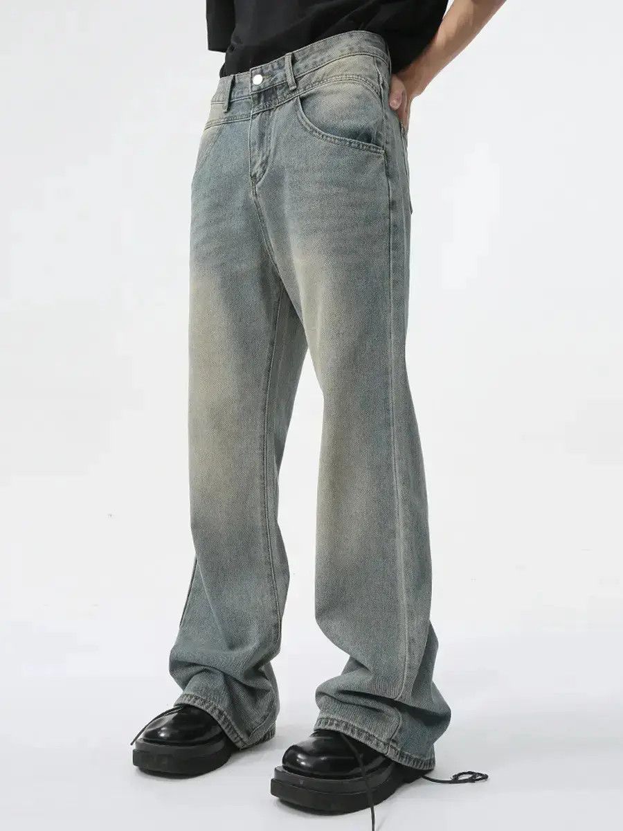 Japanese Brand Retro loose straight leg micro flared jeans Size US 30 / EU 46 - 1 Thumbnail