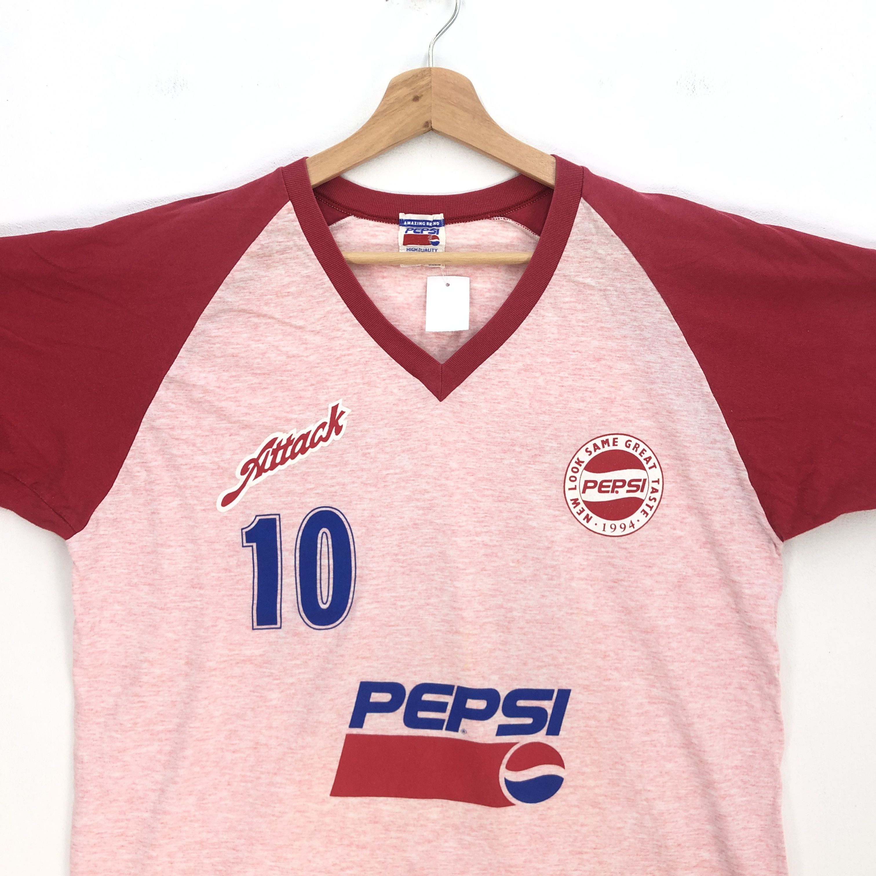 Pepsi Vintage 90s Pepsi T-Shirt Pepsi Soda V Neck Tees Size US L / EU 52-54 / 3 - 3 Thumbnail