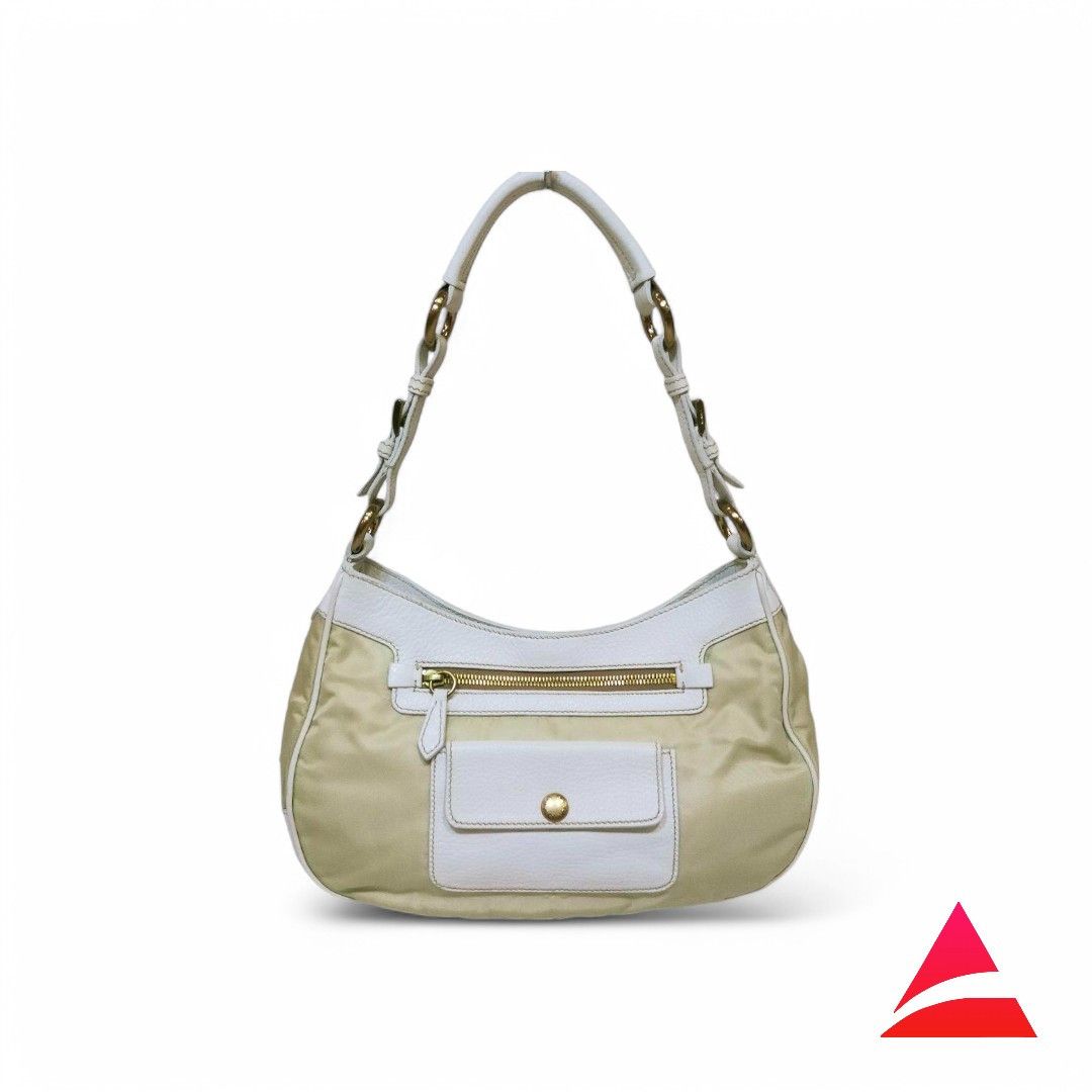 Prada Prada - One Shoulder Bag Triangle Logo Leather White Handbag Size ONE SIZE - 1 Thumbnail