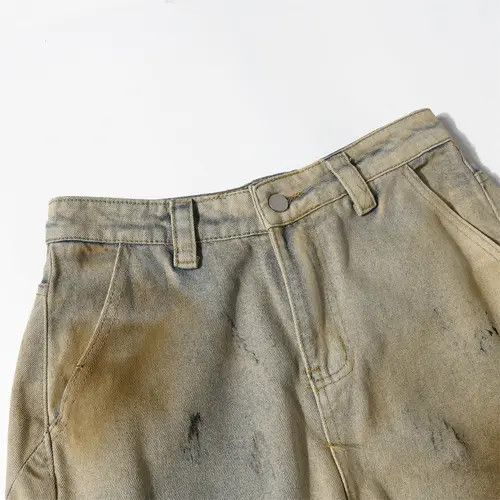 Japanese Brand × Jean Men's punk ink-splashed washed distressed scimitar jeans Size US 32 / EU 48 - 3 Thumbnail