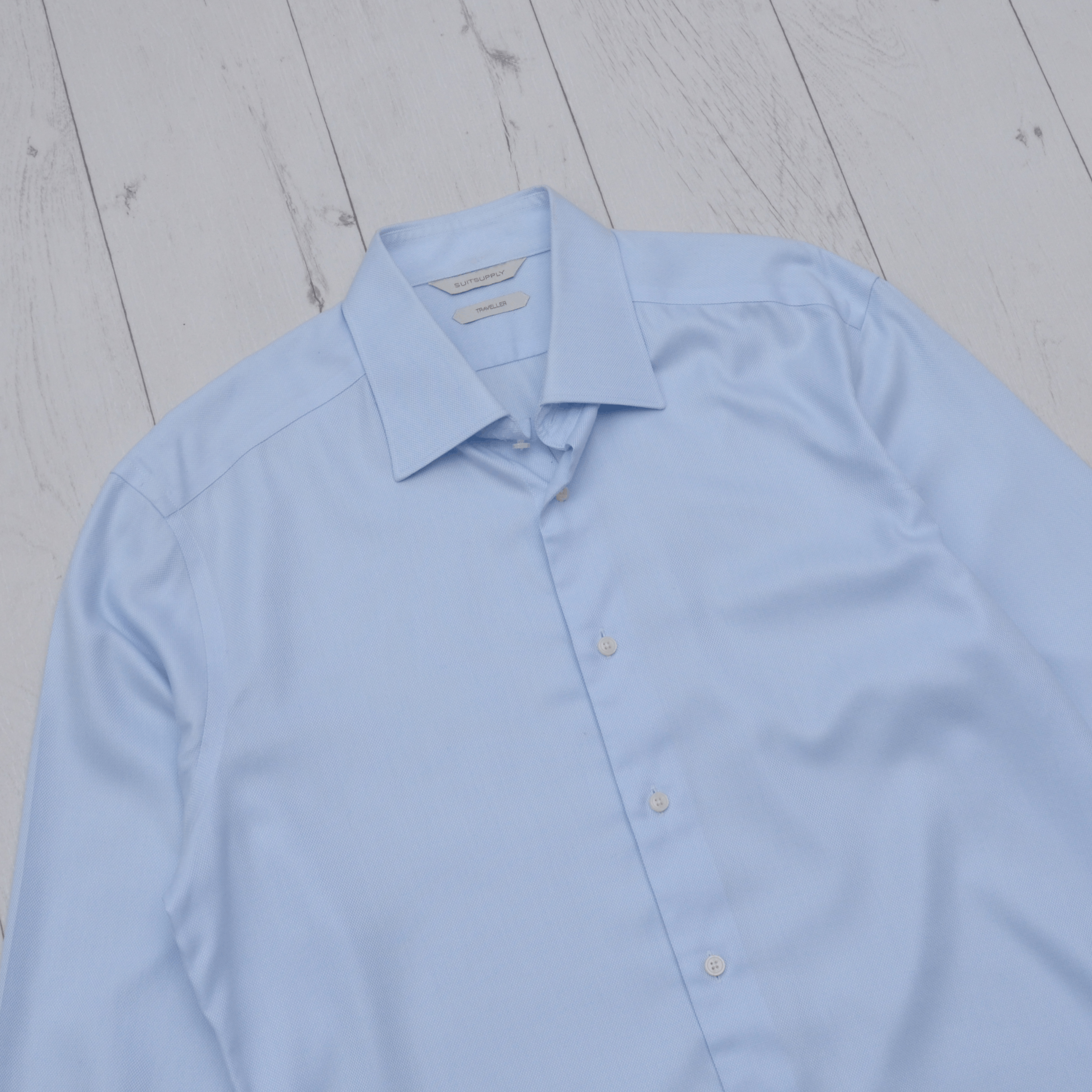Suitsupply Suitsupply Soild Shirt Cotton TRAVELLER SLIM Blue size 40 Size US M / EU 48-50 / 2 - 2 Thumbnail