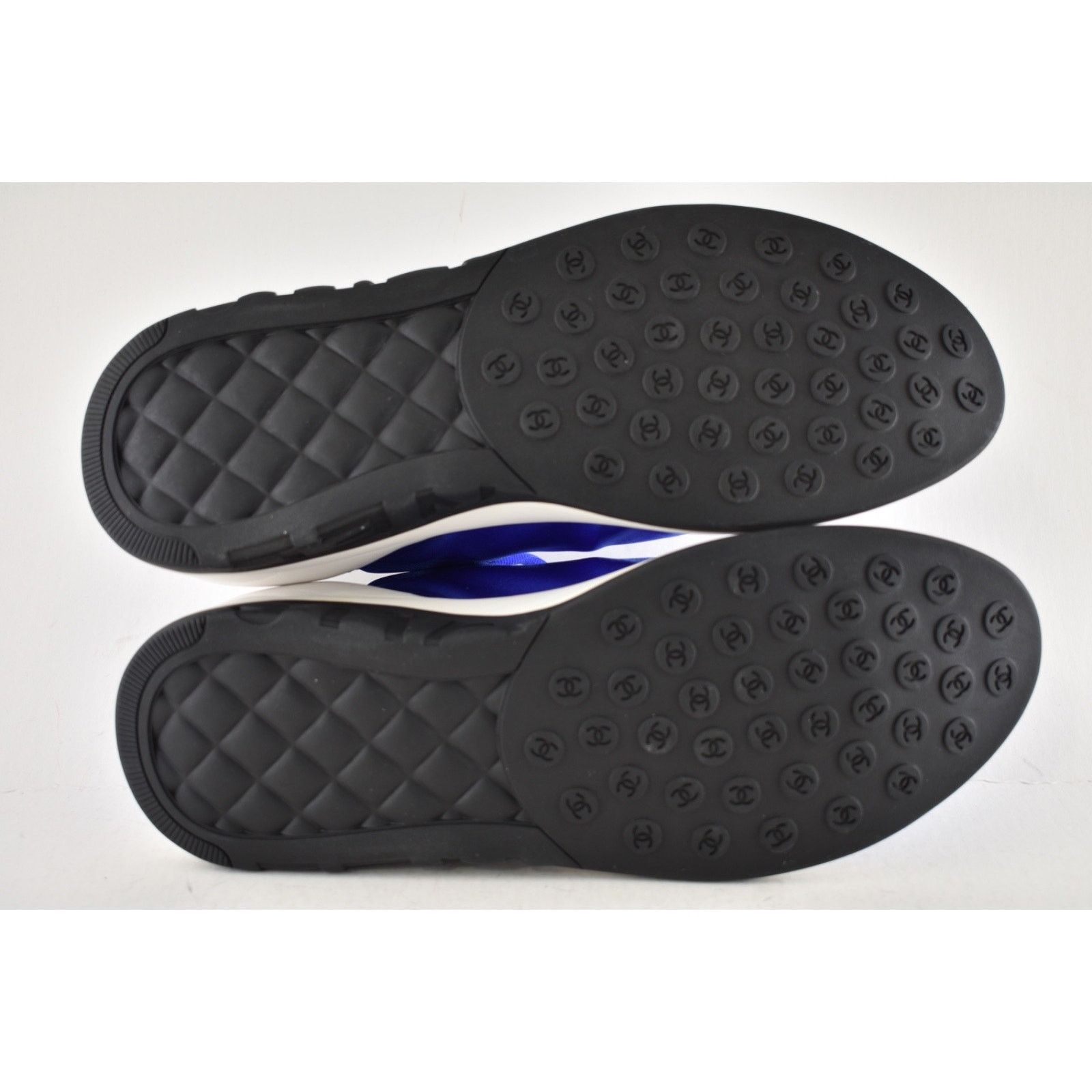 Chanel Chanel Men 19P Blue Lycra White Black CC Logo Lace Low Size US 11 / EU 44 - 12 Thumbnail