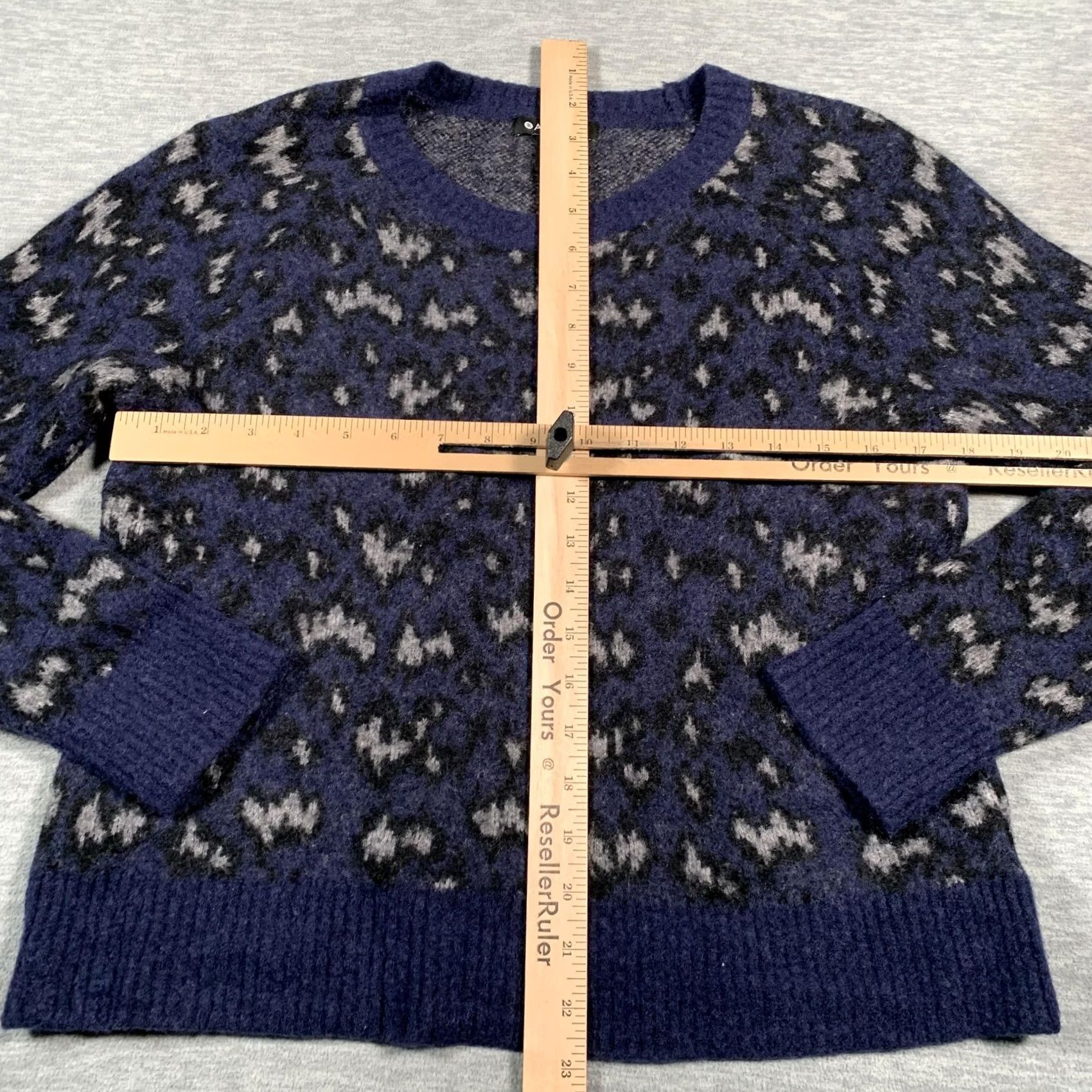 Athleta Athleta Sweater Womens Small Navy Hawthorn Textured Crew Merino Wool Leopard Size S / US 4 / IT 40 - 5 Thumbnail