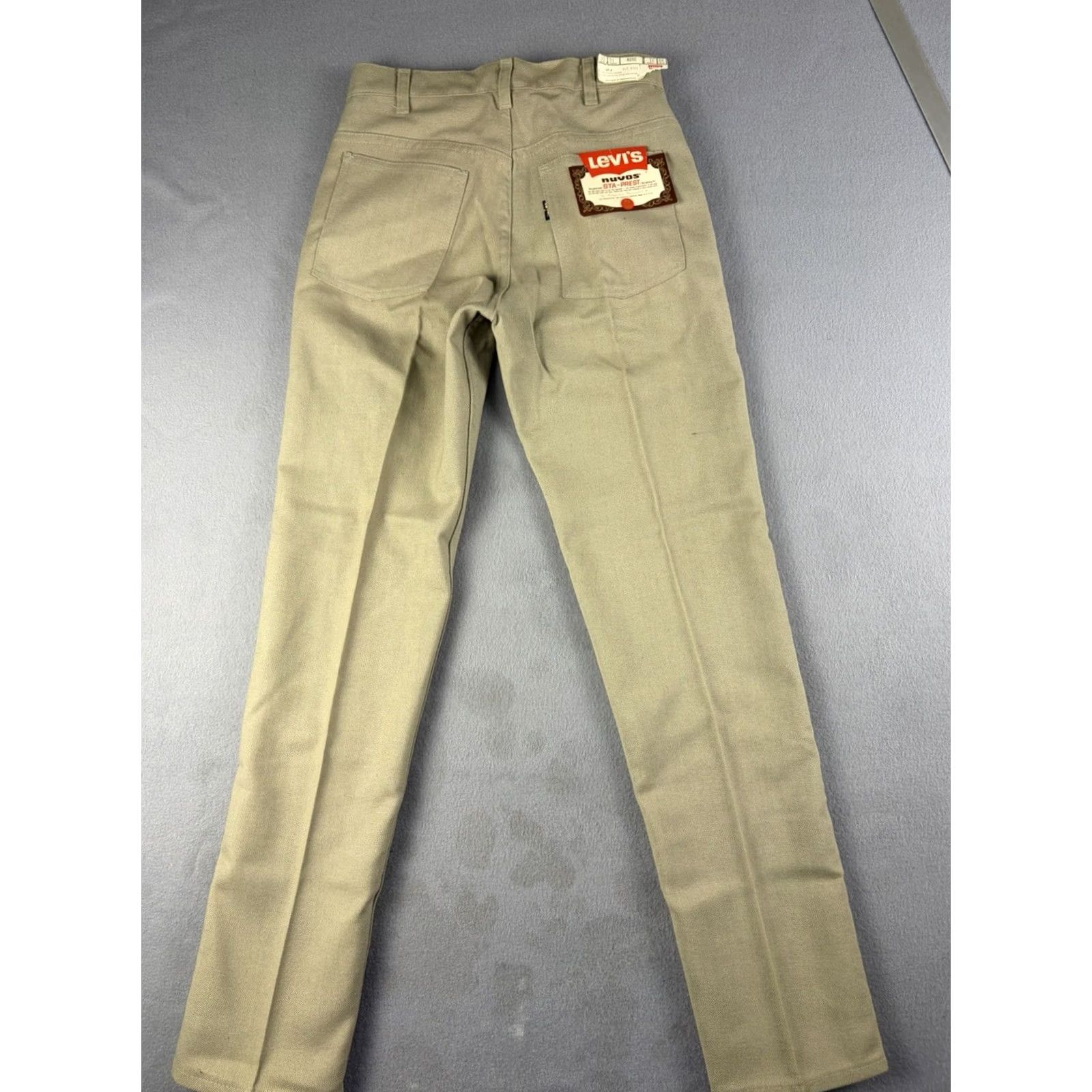 Levi's VINTAGE Levi’s Nuvos Sta-Prest Pants Beige Straight Leg 26x29 1970s Mens Boys? Size US 26 / EU 42 - 7 Thumbnail