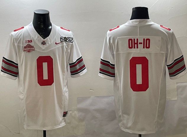 Men's Ohio State Buckeyes #0 OH-IO White Jersey