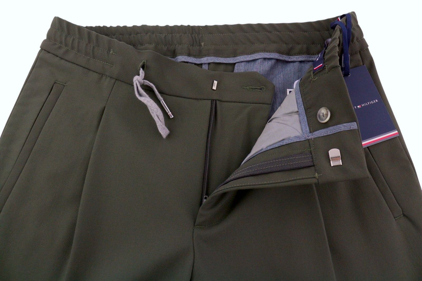 Tommy Hilfiger THFLEX W31 Khaki Plain Pleated Trousers 84999 Size US 31 - 4 Thumbnail