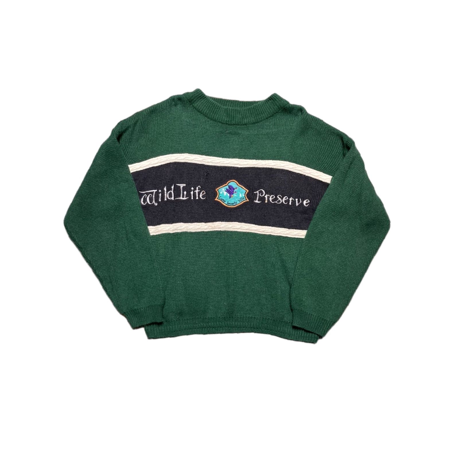 Vintage VINTAGE Animal Men Sweater Knit Pullover Green M Medium Ducks Animals Camp Beverly Hills Wildlife Preserve Size US M / EU 48-50 / 2 - 1 Thumbnail