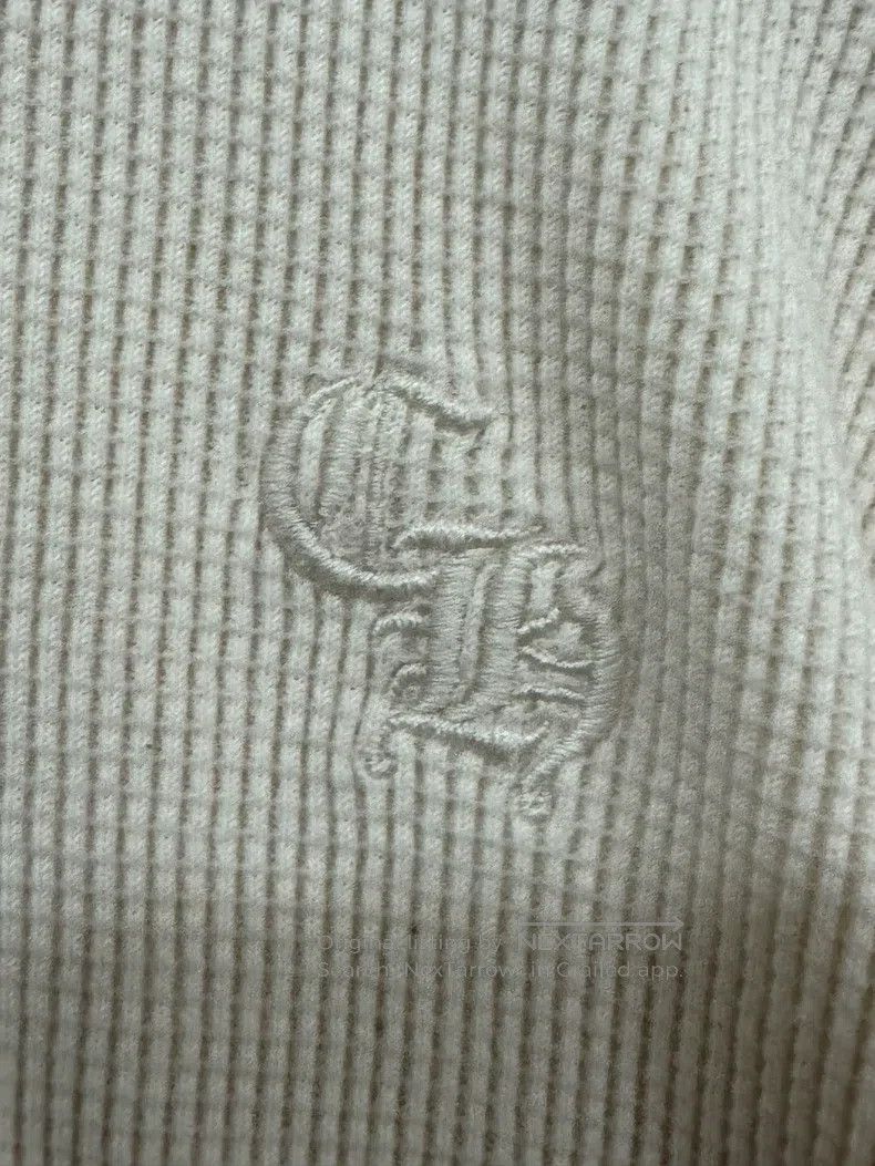 CHROME HEARTS Cream White Waffle Long-Sleeve with Silver B