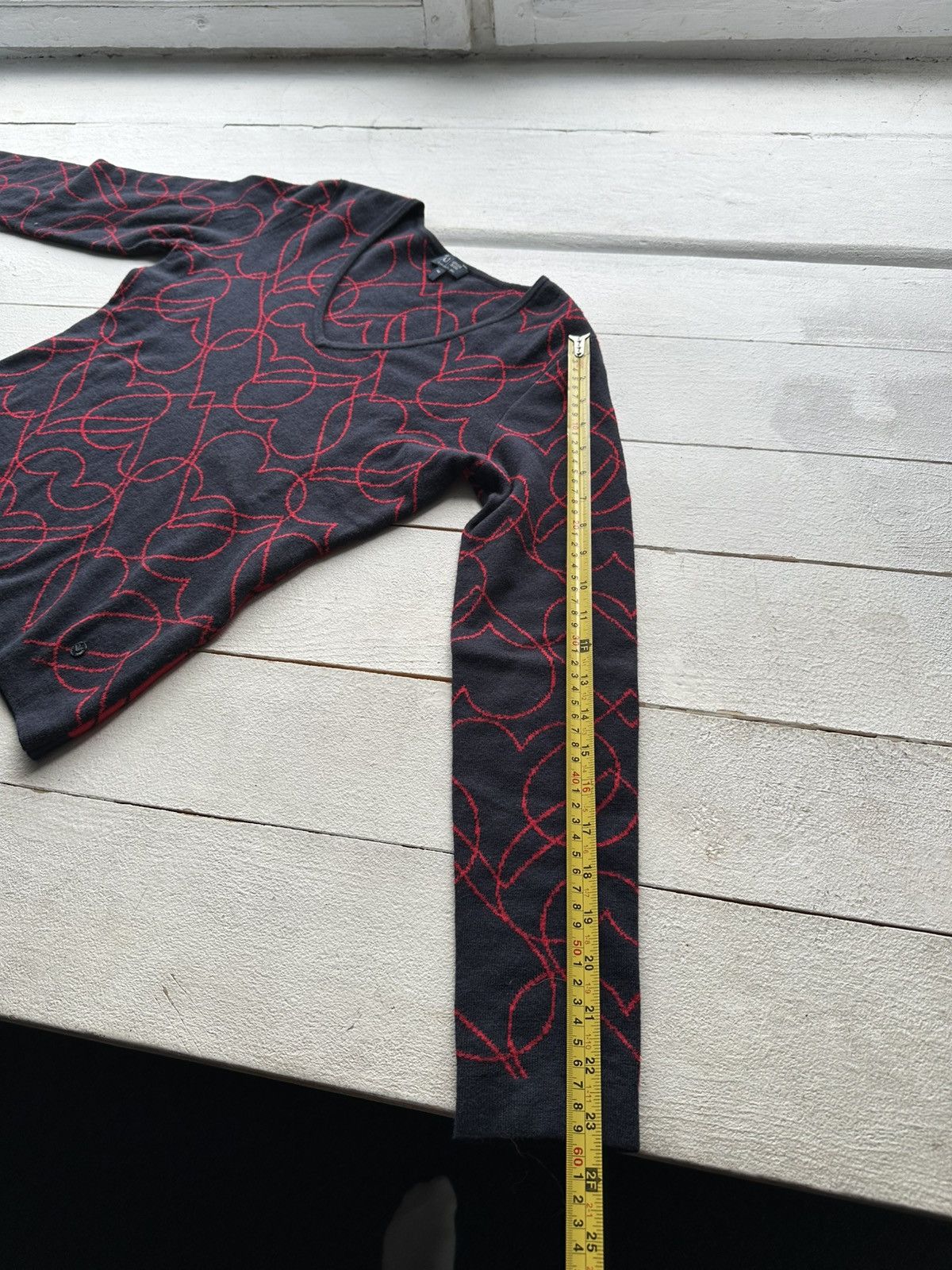 Giorgio Armani 🚨90s Armani Jeans hearts Multicolor Relaxed Fit Sweater L Size M / US 6-8 / IT 42-44 - 15 Thumbnail