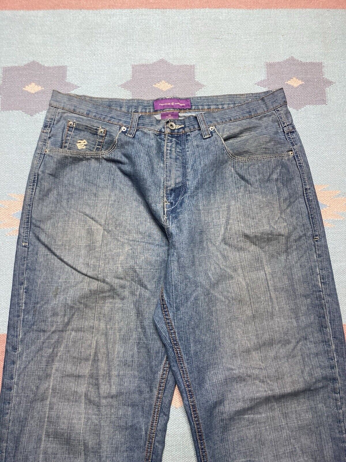 Rocawear × Vintage Vtg y2k baggy jeans rocawear wide skater embroidered 38x33 Size US 38 / EU 54 - 7 Thumbnail