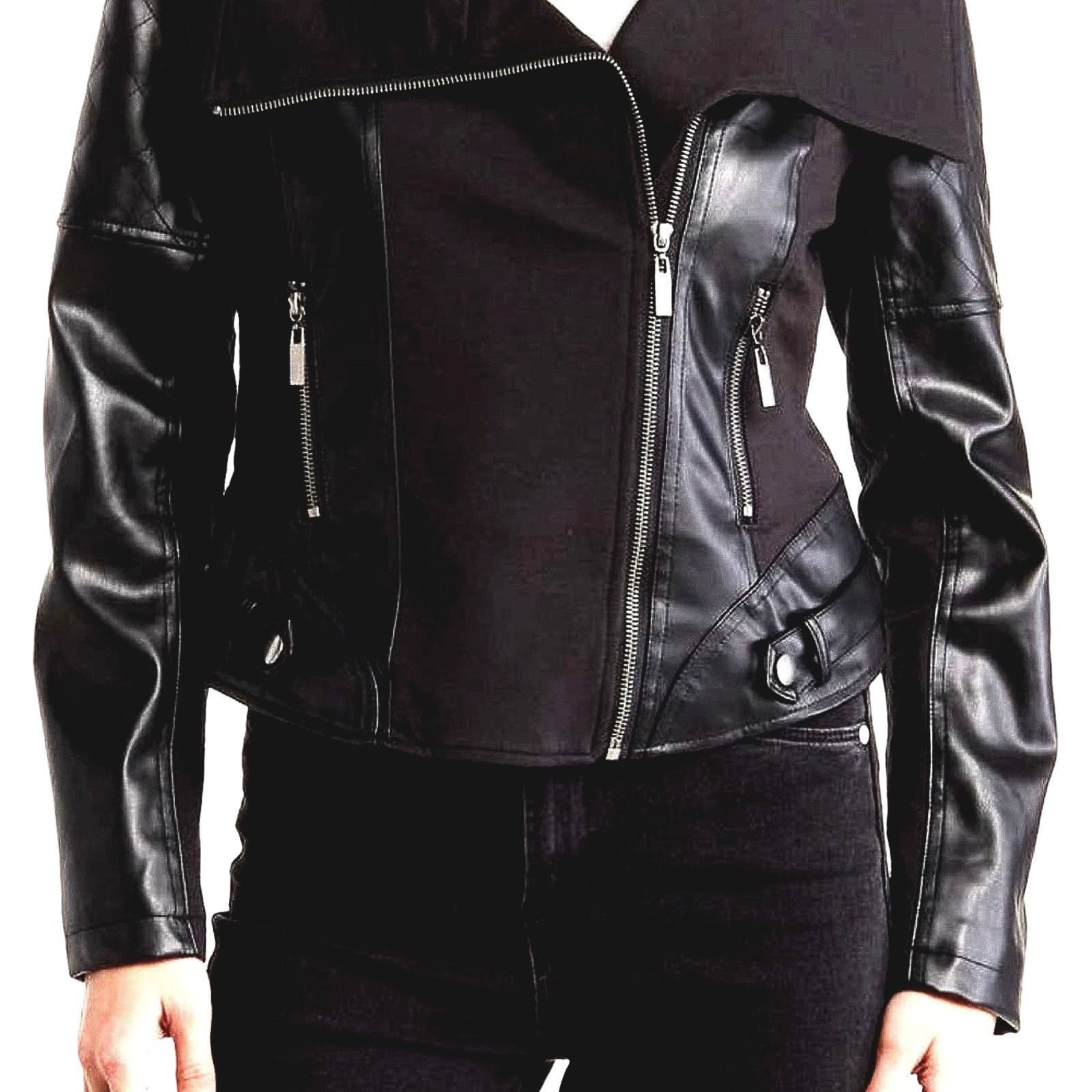 Other Ookie & Lala Faux Leather Mix Quilt Drape Jacket - Black - M Size M / US 6-8 / IT 42-44 - 4 Thumbnail