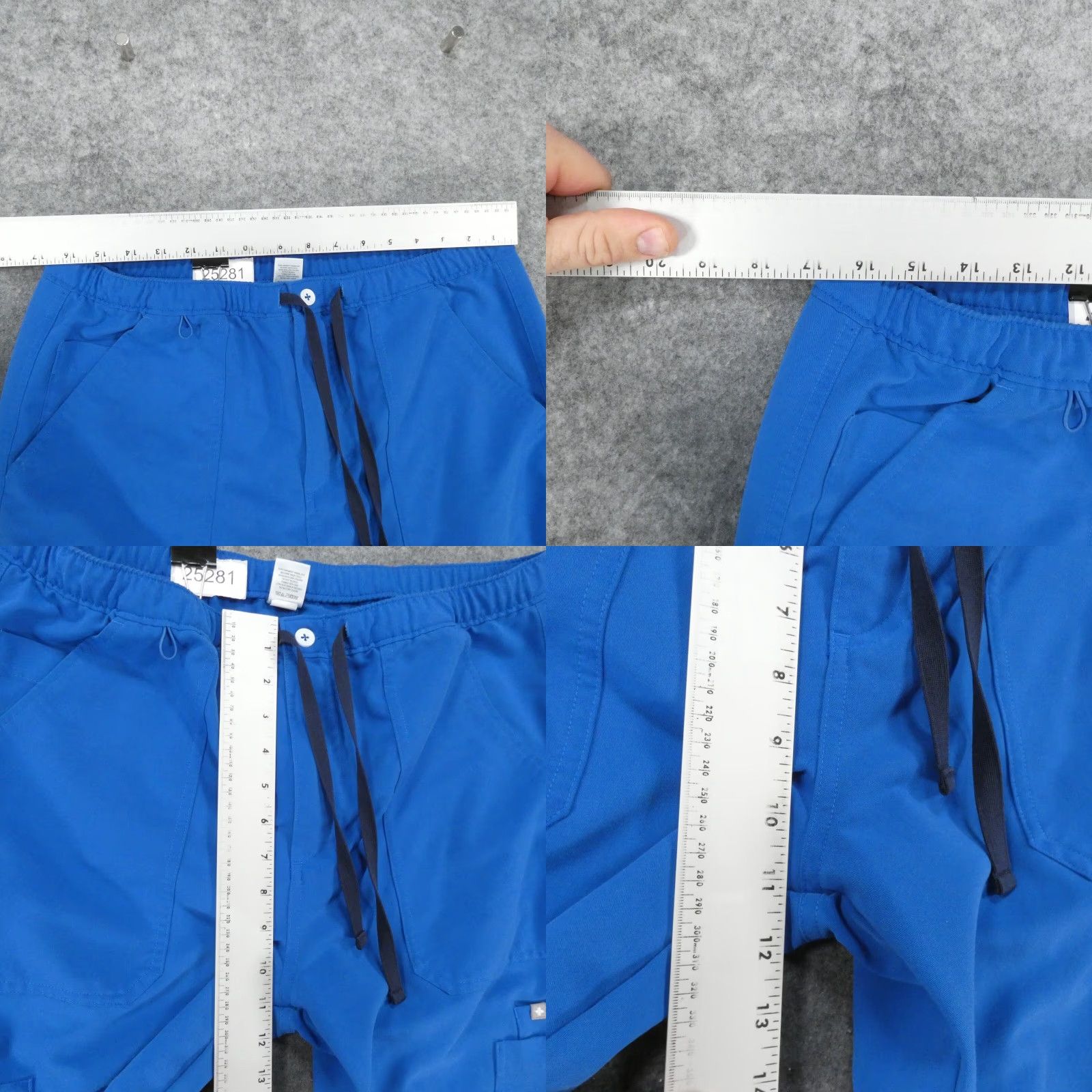 Vintage FIGS Scrub Pants Mens Large Blue Drawstring Medical Solid Polyester Blend Size US 33 - 8 Thumbnail