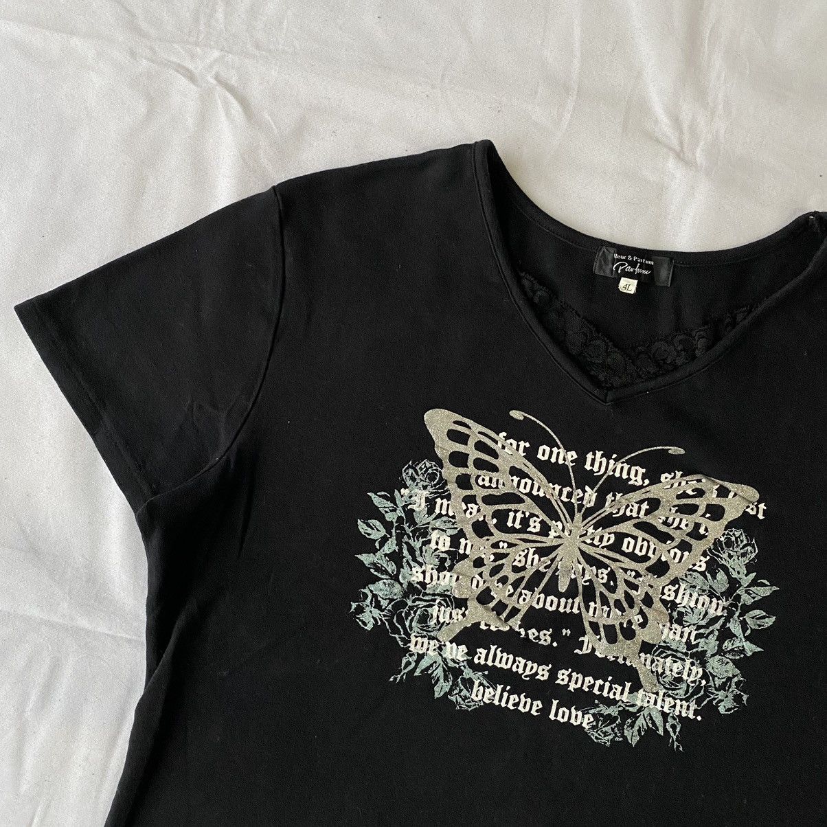 Japanese Brand Y2K Style Bloom Butterfly Poem Boxy Crop Tees Size L / US 10 / IT 46 - 3 Thumbnail