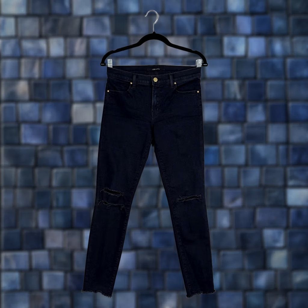J Brand J Brand Jeans Womens 27 Blue Mercy Mid Rise Cropped Distressed Raw Hem Skinny Size 27" / US 4 / IT 40 - 1 Thumbnail