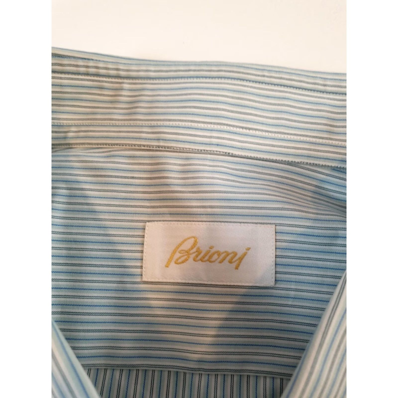Brioni Brioni Shirt Mens 2XL Striped Button Up Dress Shirt Italy Made In Italy Blue Size 48R - 2 Thumbnail