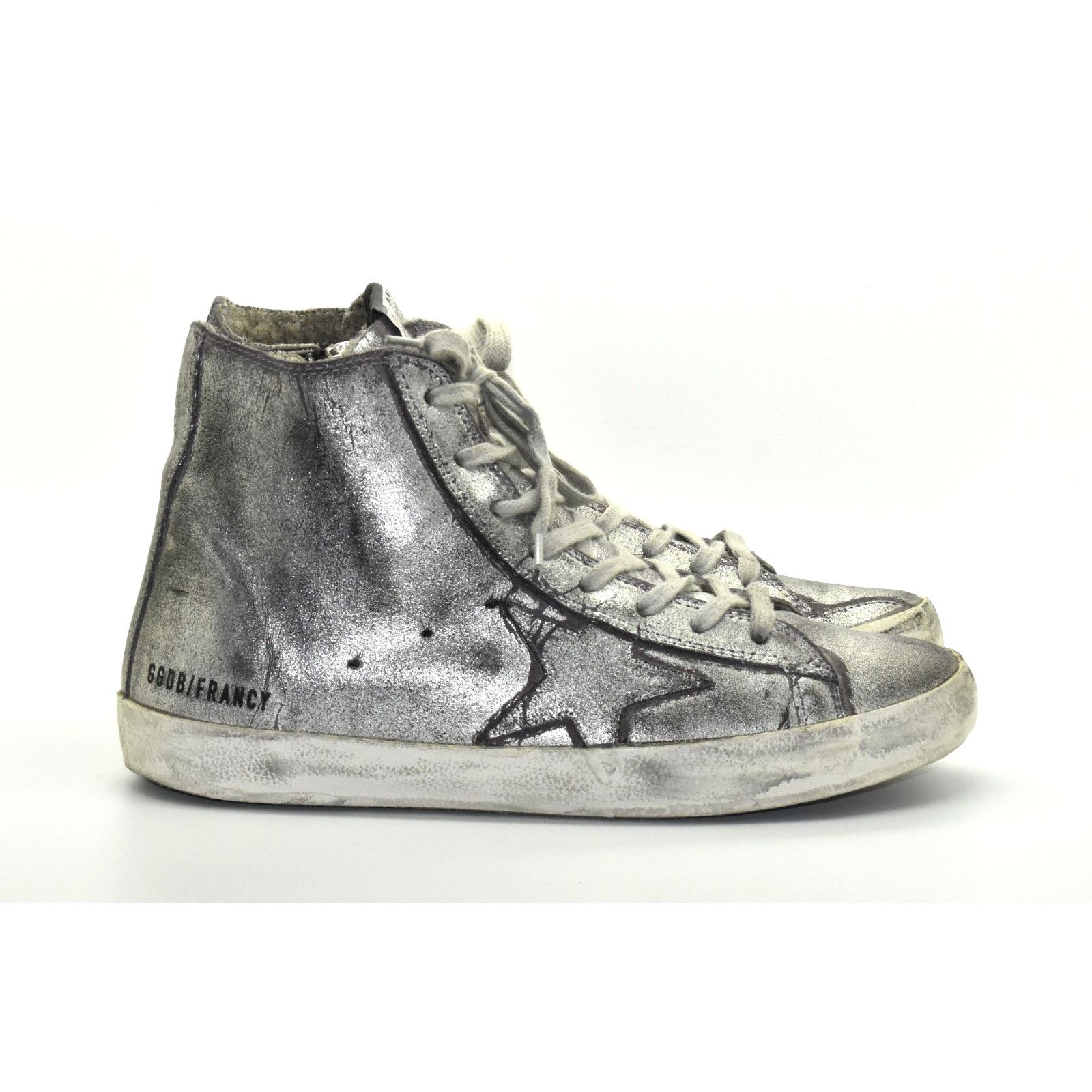 Golden Goose GOLDEN GOOSE Francy Silver Signature Star Hi Top Sneakers 39 Size US 9 / IT 39 - 2 Thumbnail