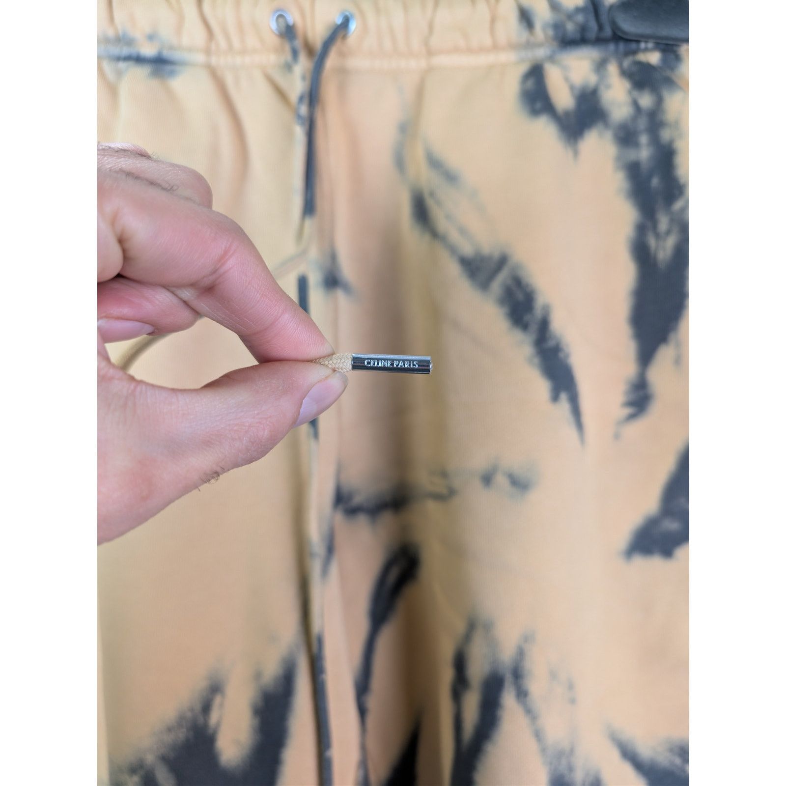 Celine o1rshd1 Tie-Dye Cotton Fleece Shorts in Grey/Beige/Black Size US 30 / EU 46 - 8 Thumbnail