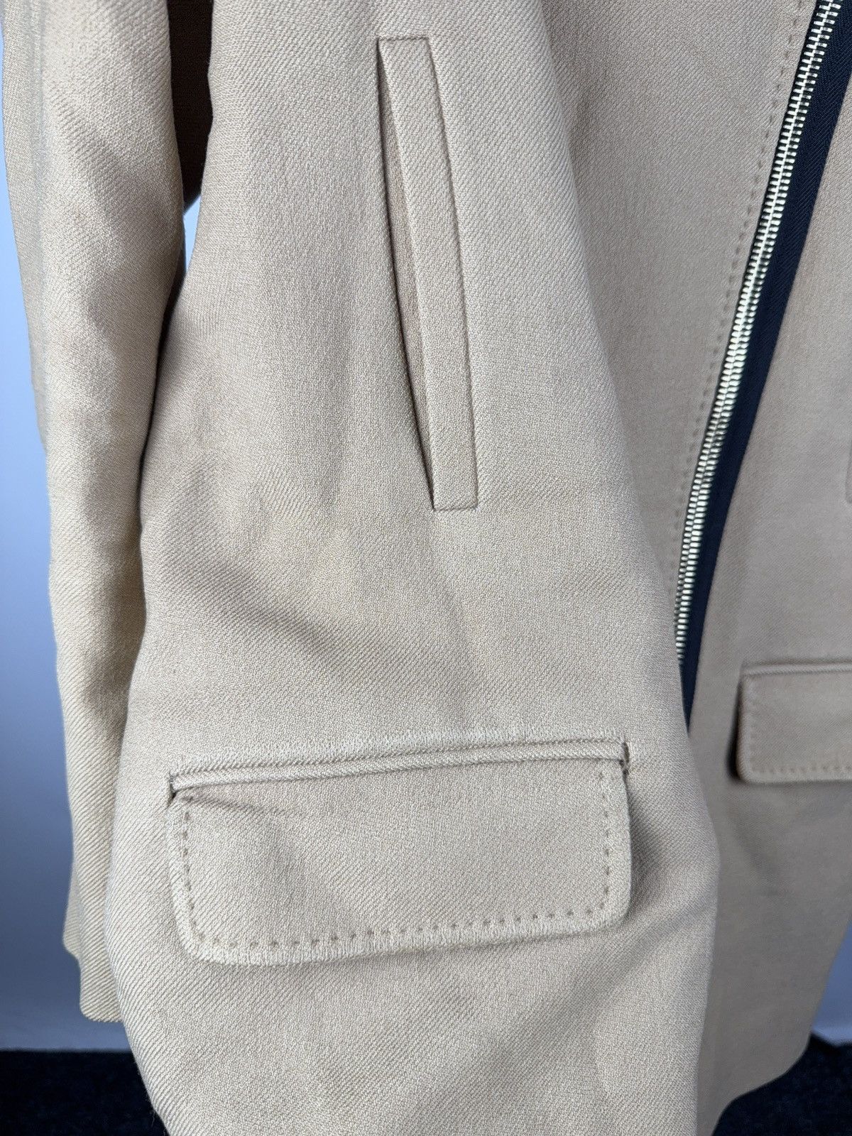 Sandro Luxury Sandro Paris Wool Hooded Coat Beige Asym Zip 38 S-M Size S / US 4 / IT 40 - 19 Thumbnail