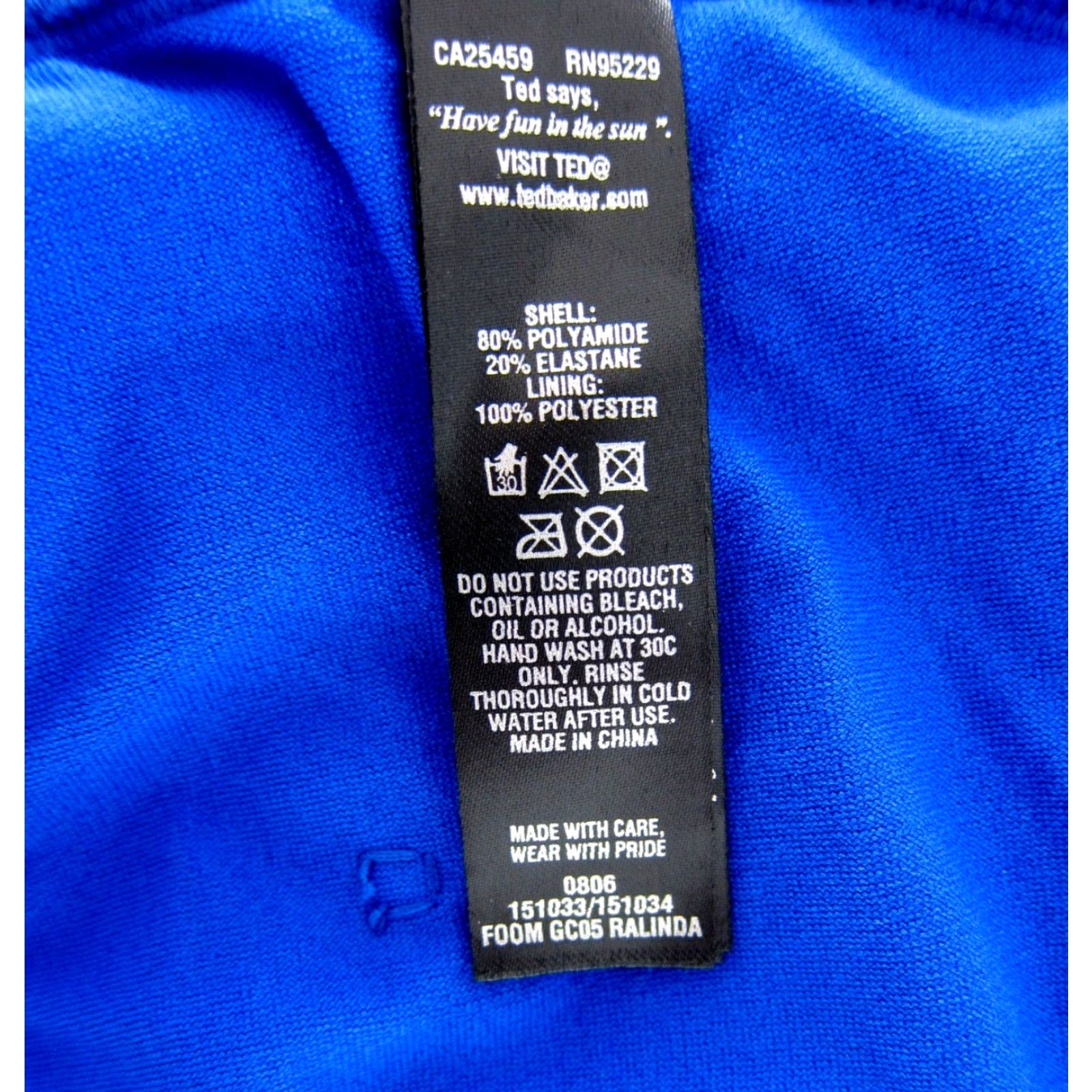 Ted Baker Ted Baker London 'Ralinda' Halter One-Piece Swimsuit Blue size 8 Women Beach Slimming Adjustable Removable Pads Strap 80% polyamide 20% spandex Size ONE SIZE - 4 Thumbnail