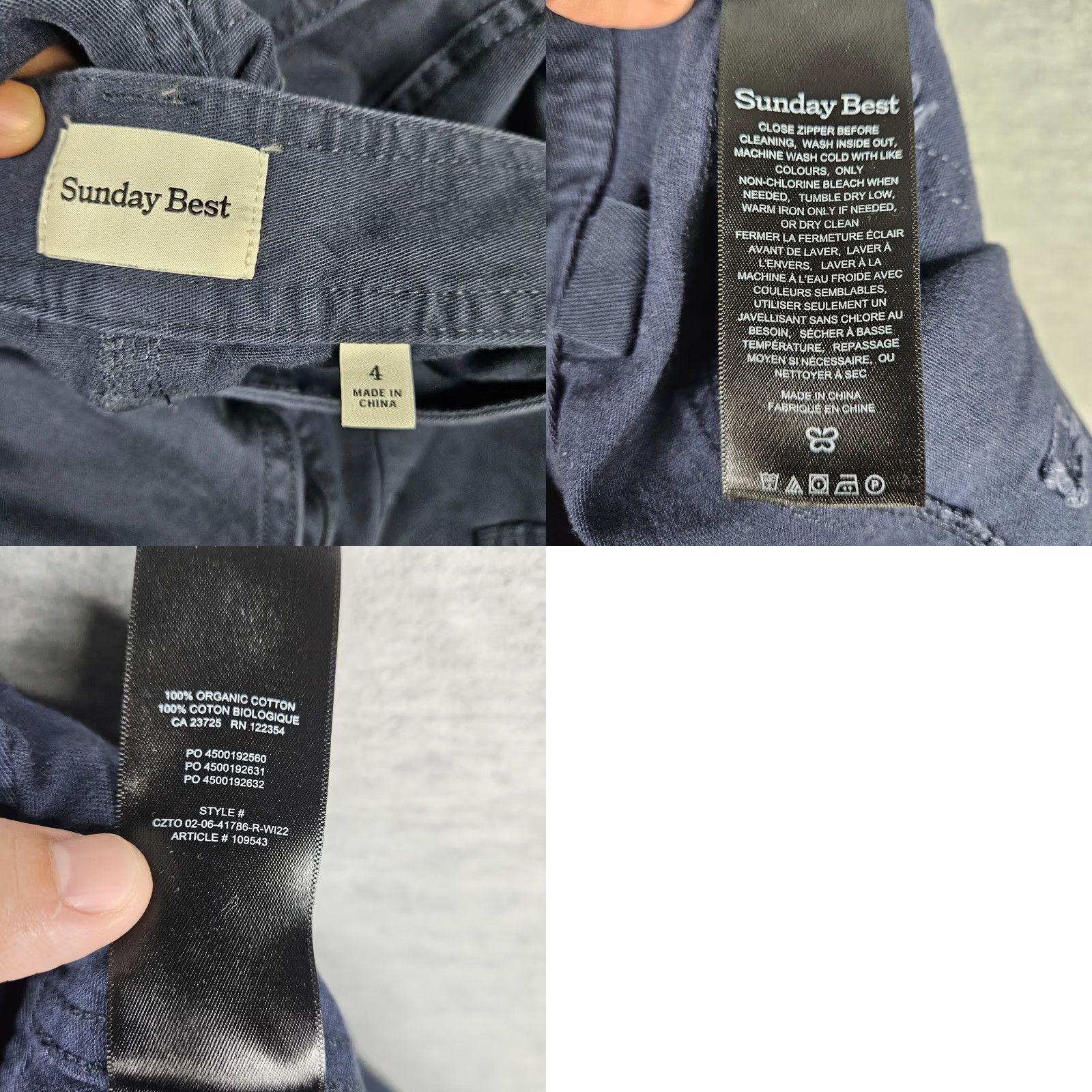 Vintage Sunday Best Women’s Navy blue Straight Leg 100% Organic Cotton Casual Pants Sz 4 Size 27" / US 4 / IT 40 - 8 Thumbnail
