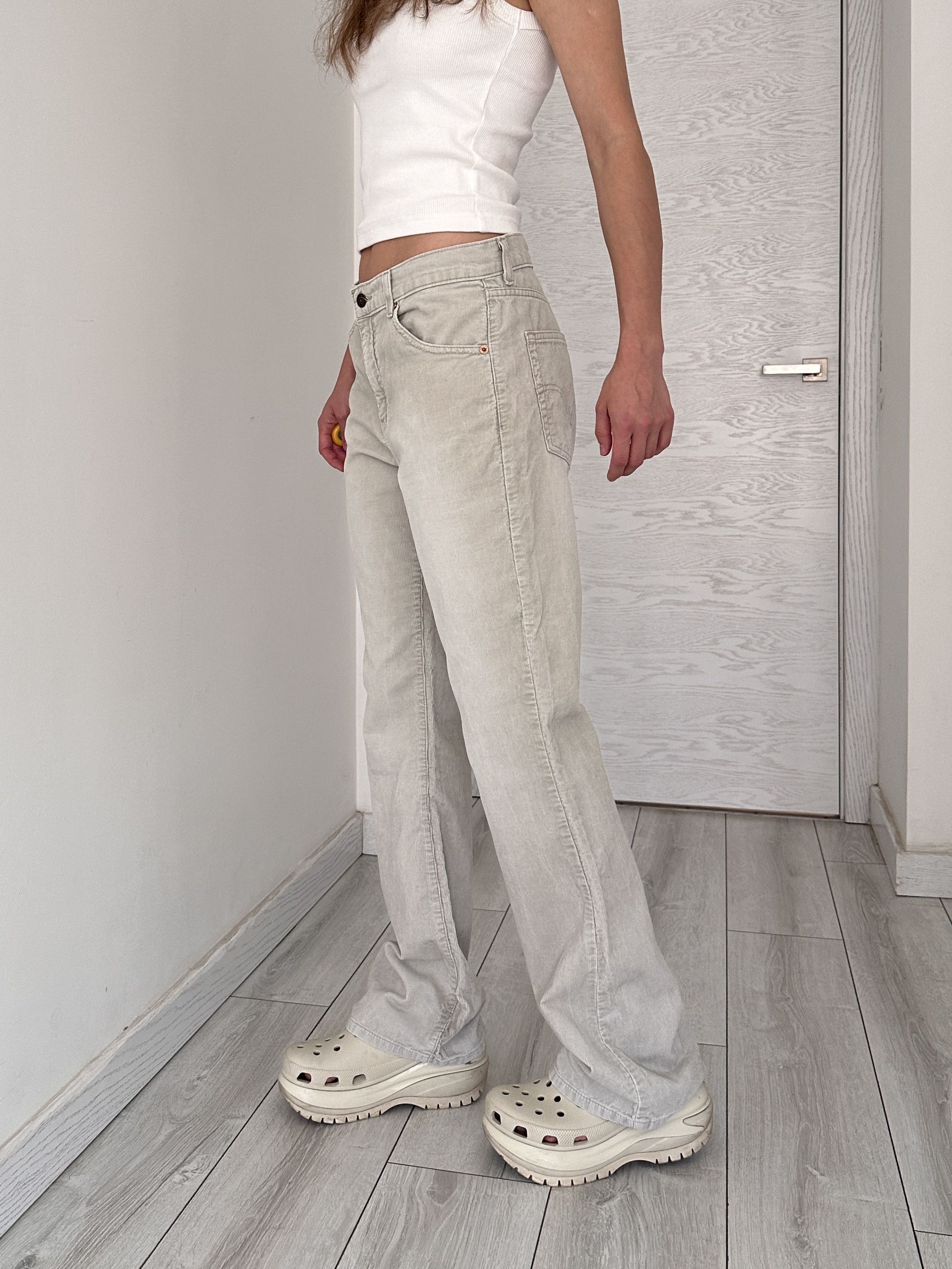 Levi's Levi's 525 Corduroy Cream Flare Pants Trousers Size 31" - 4 Thumbnail
