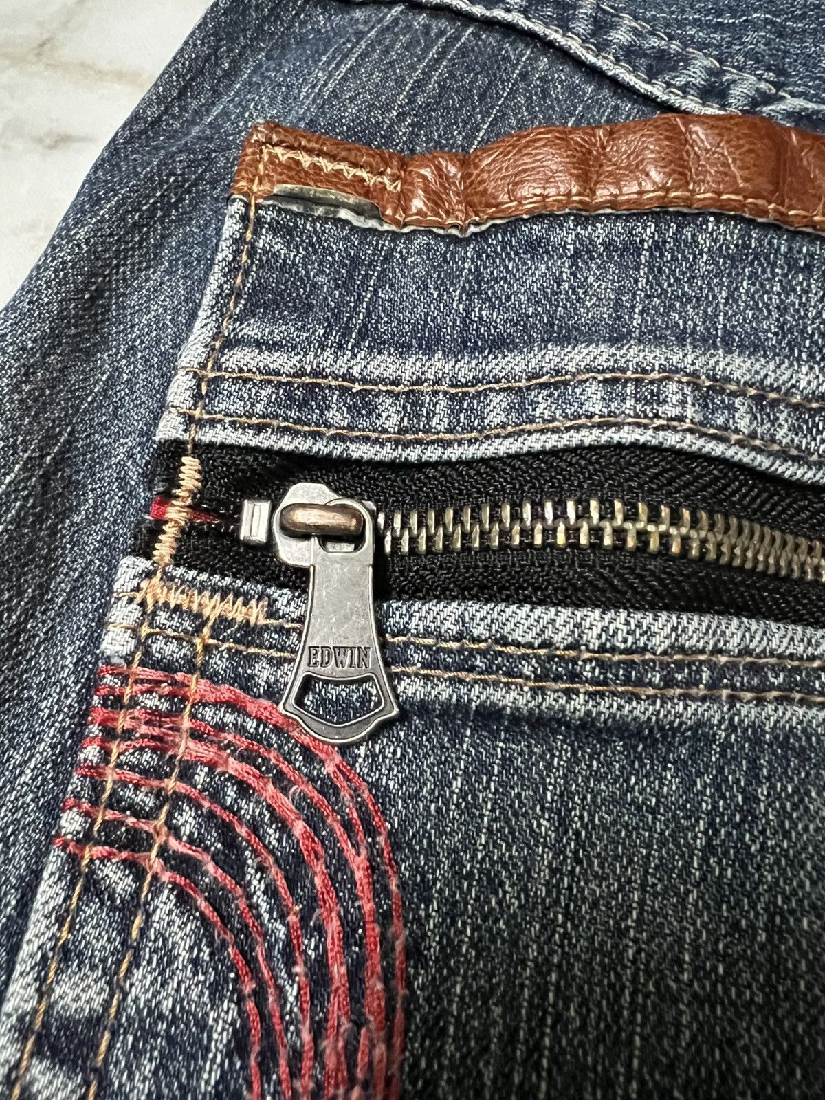 Edwin 💥Baggy💥Vintage Edwin Blue Trip Washed Distress Jean Size US 34 / EU 50 - 19 Thumbnail