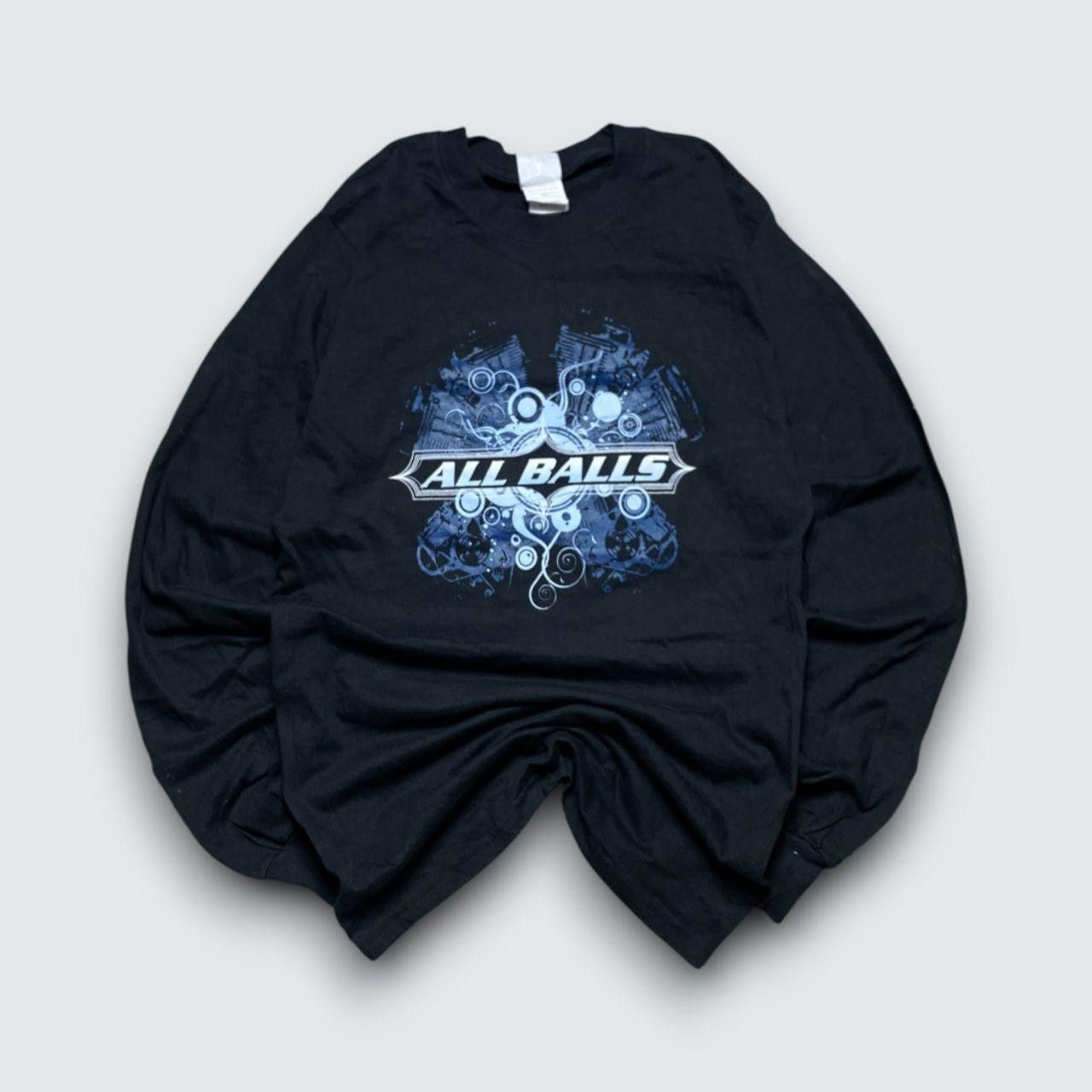 Hanes 2000s “All Balls” Graphic Longsleeve T-Shirt Black S Size US S / EU 44-46 / 1 - 1 Thumbnail