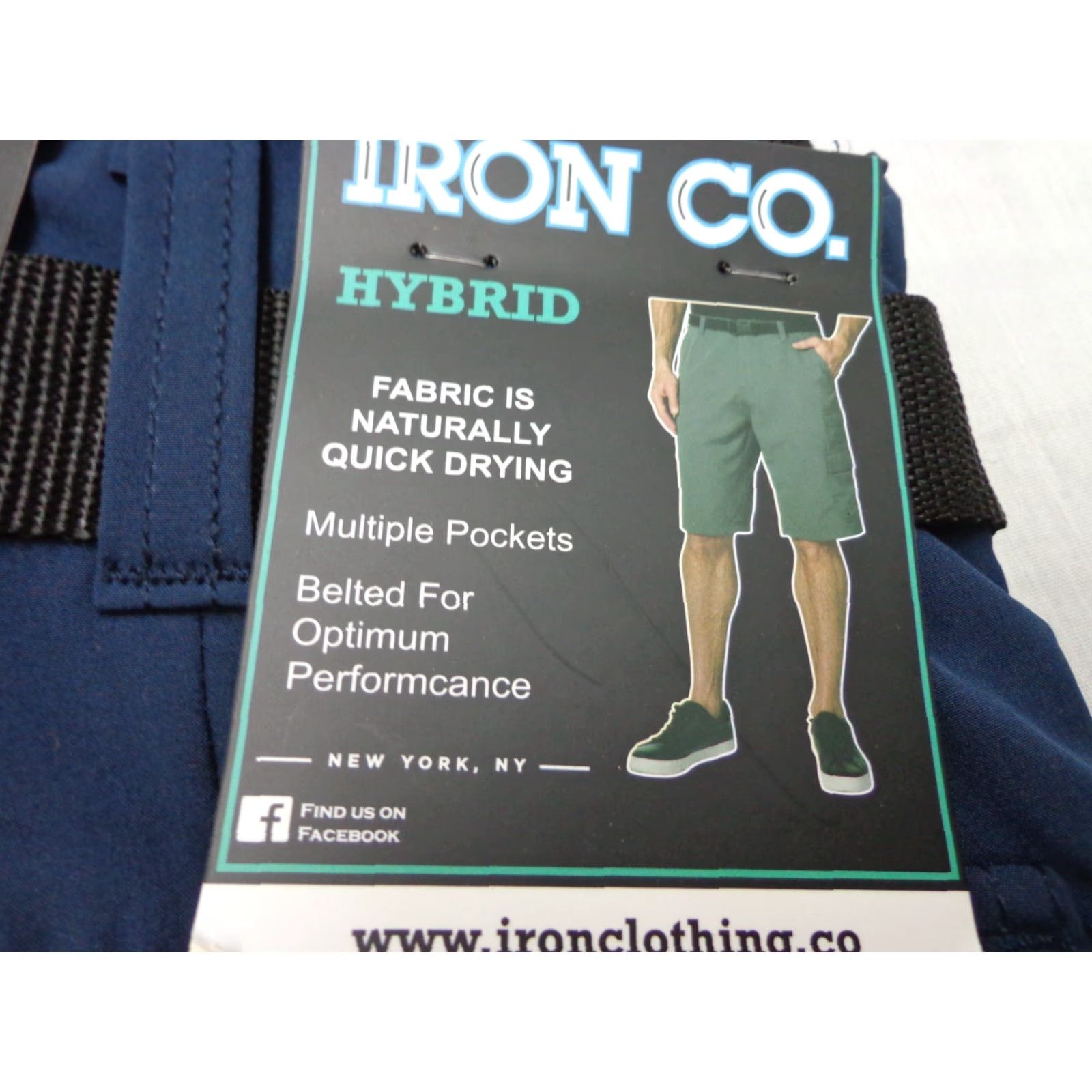 Vintage IRON CO. Hybrid Shorts Belted Varsity Blue Size 29 NEW Men's Regular Blue Belted Hybrid Shorts IRON CO. Size US 29 - 3 Thumbnail