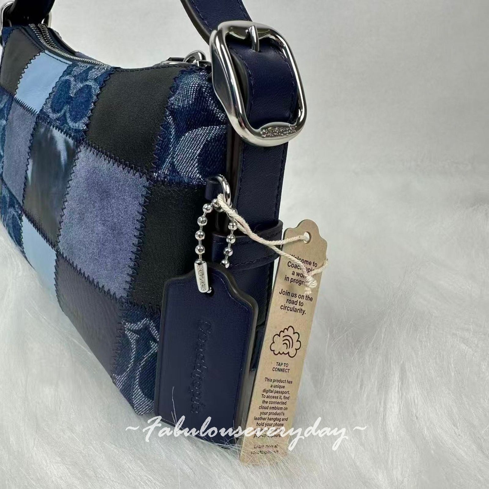 Coach Coach Small Slouchy Alter Ego Patchwork Sig Leather Blue Size ONE SIZE - 3 Thumbnail