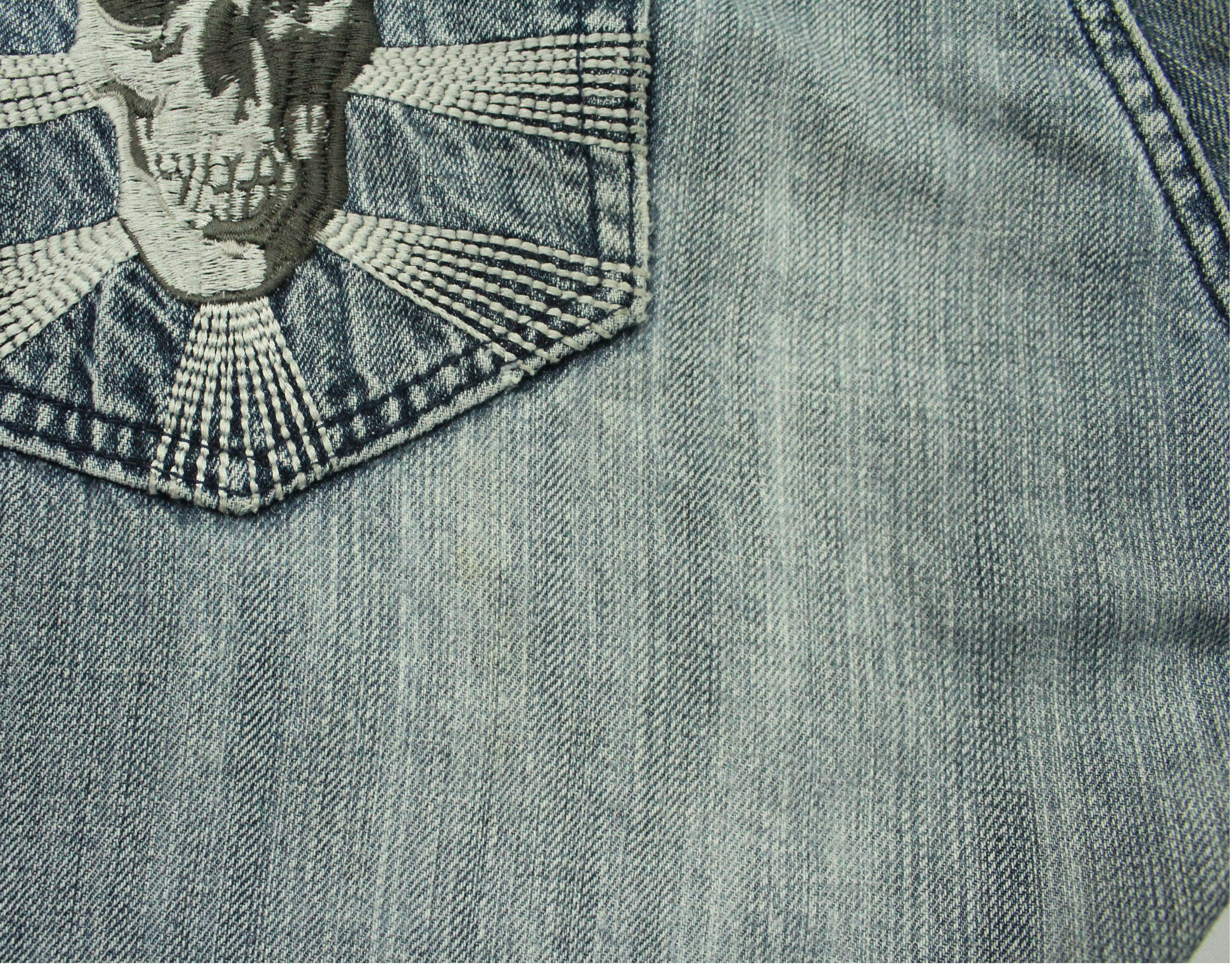 Japanese Brand Vintage Denim Embroidered Skull Logo Size US 35 - 18 Thumbnail