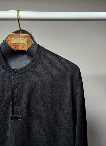 Tom Ford o1sm1stk0824 Henleyneck Sweater in Black Size US M / EU 48-50 / 2 - 2 Thumbnail