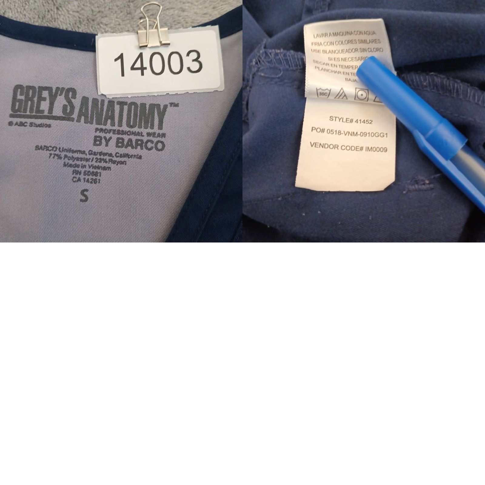 Vintage Grey's Anatomy Scrub Top Womens Small Blue V Neck Short Sleeve style #41452 Size S / US 4 / IT 40 - 8 Thumbnail