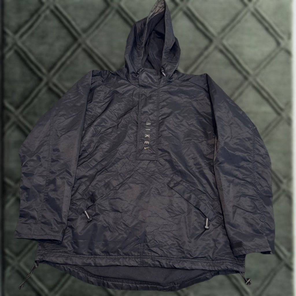 Nike VINTAGE Nike Hooded Jacket 90s Black Nylon Zip Large L Mens Anorak Pullover Half Zip Hooded Jacket Size US L / EU 52-54 / 3 - 1 Thumbnail