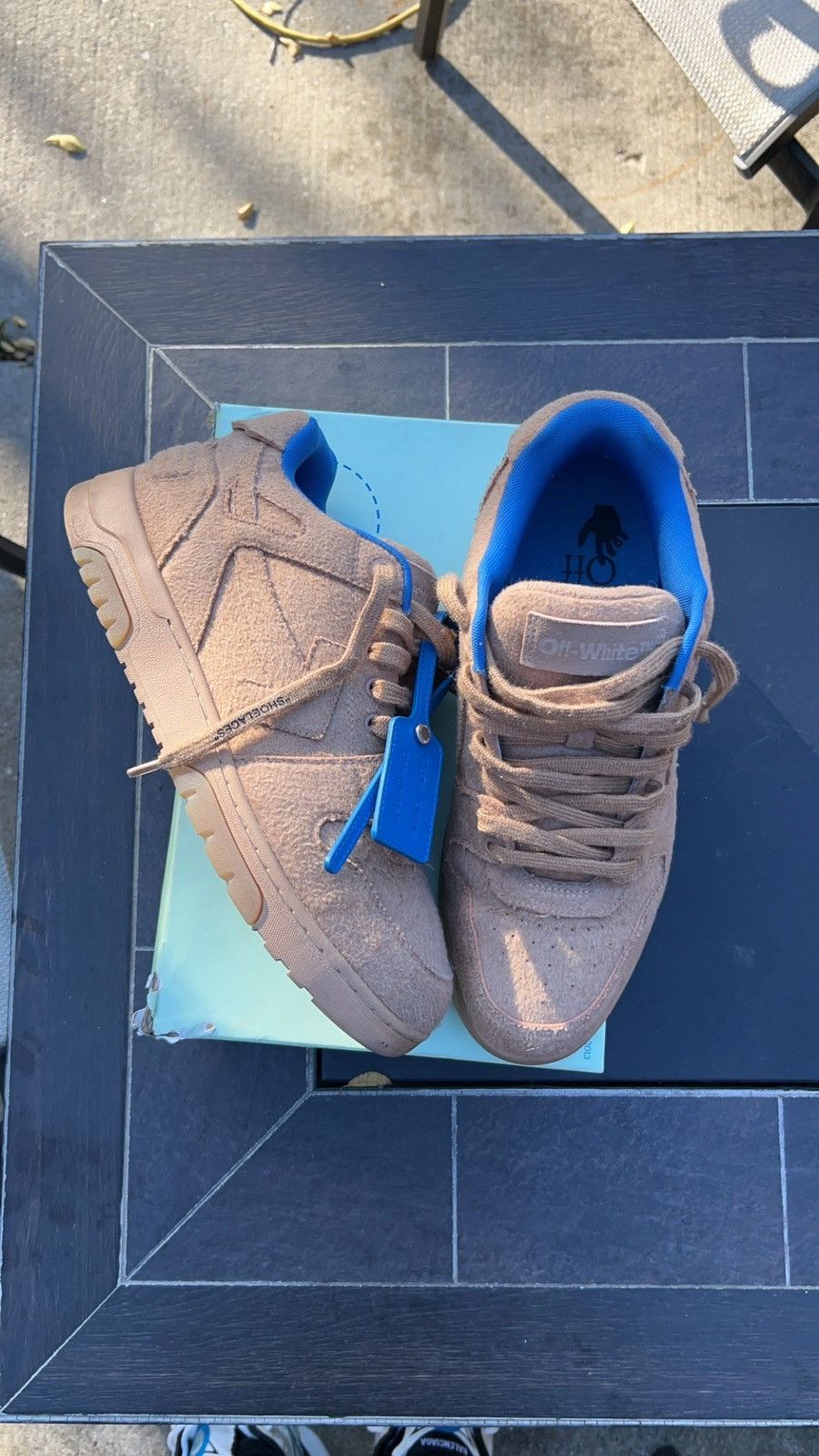 Pre-owned Off-white Out Of Office “camel” Size 46 (13us) Shoes In Blue/brown