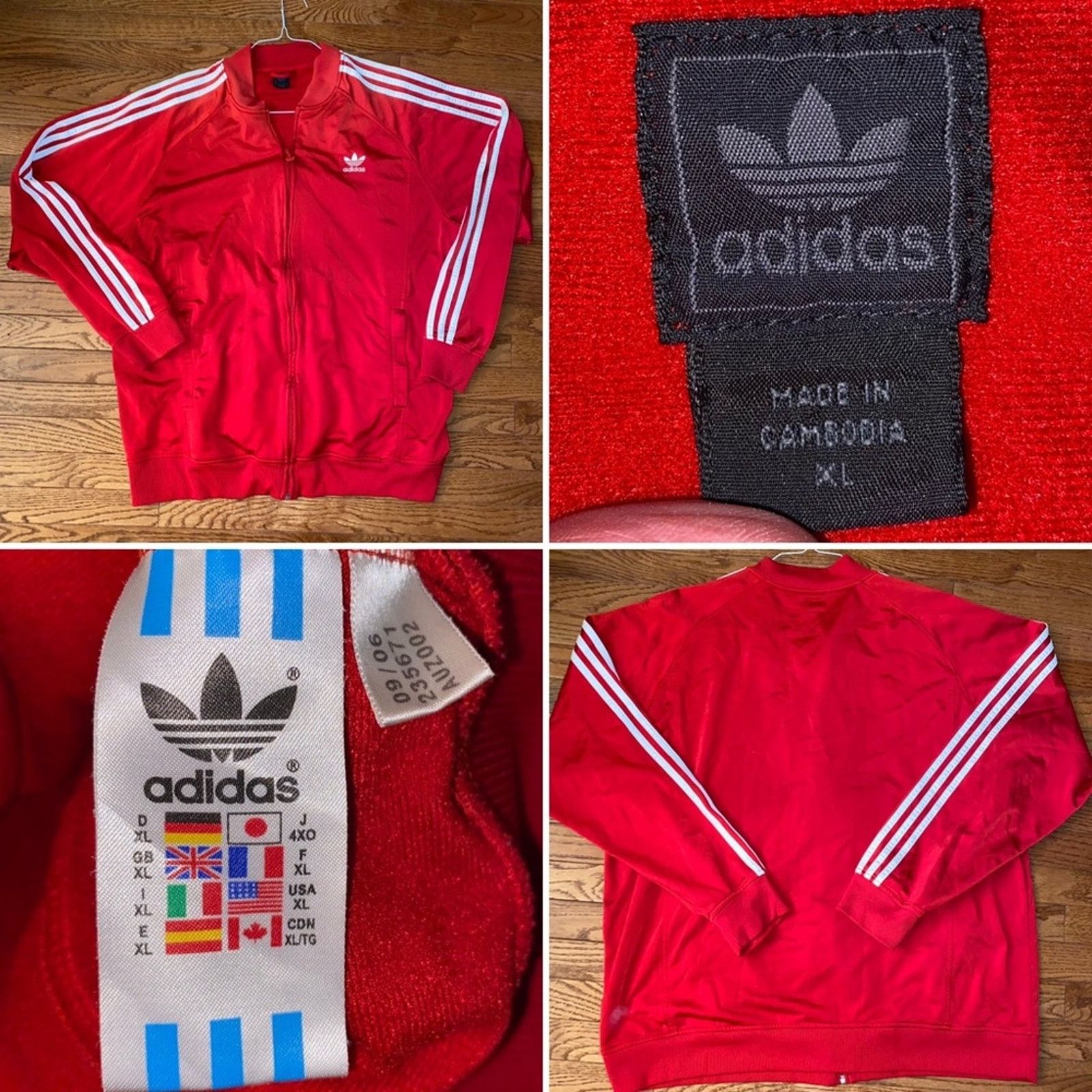 image of 2006 Adidas Red 3 Stripe Run Dmc Track Jacket Mens XL Euc