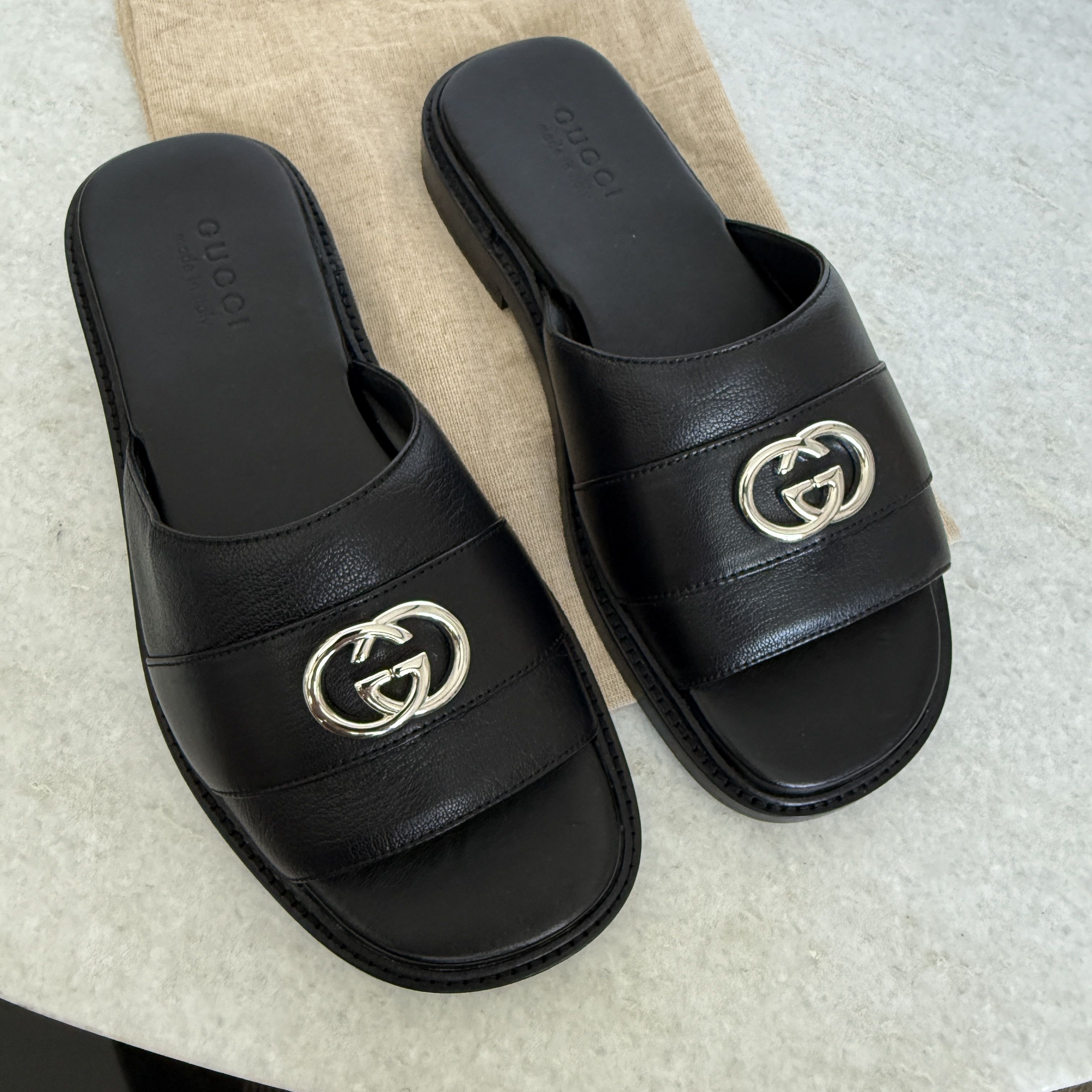 Gucci GUCCI 777849 MEN'S LEATHER INTERLOCKING G SANDALS, 7.5 (US8) Size US 8 / EU 41 - 4 Thumbnail